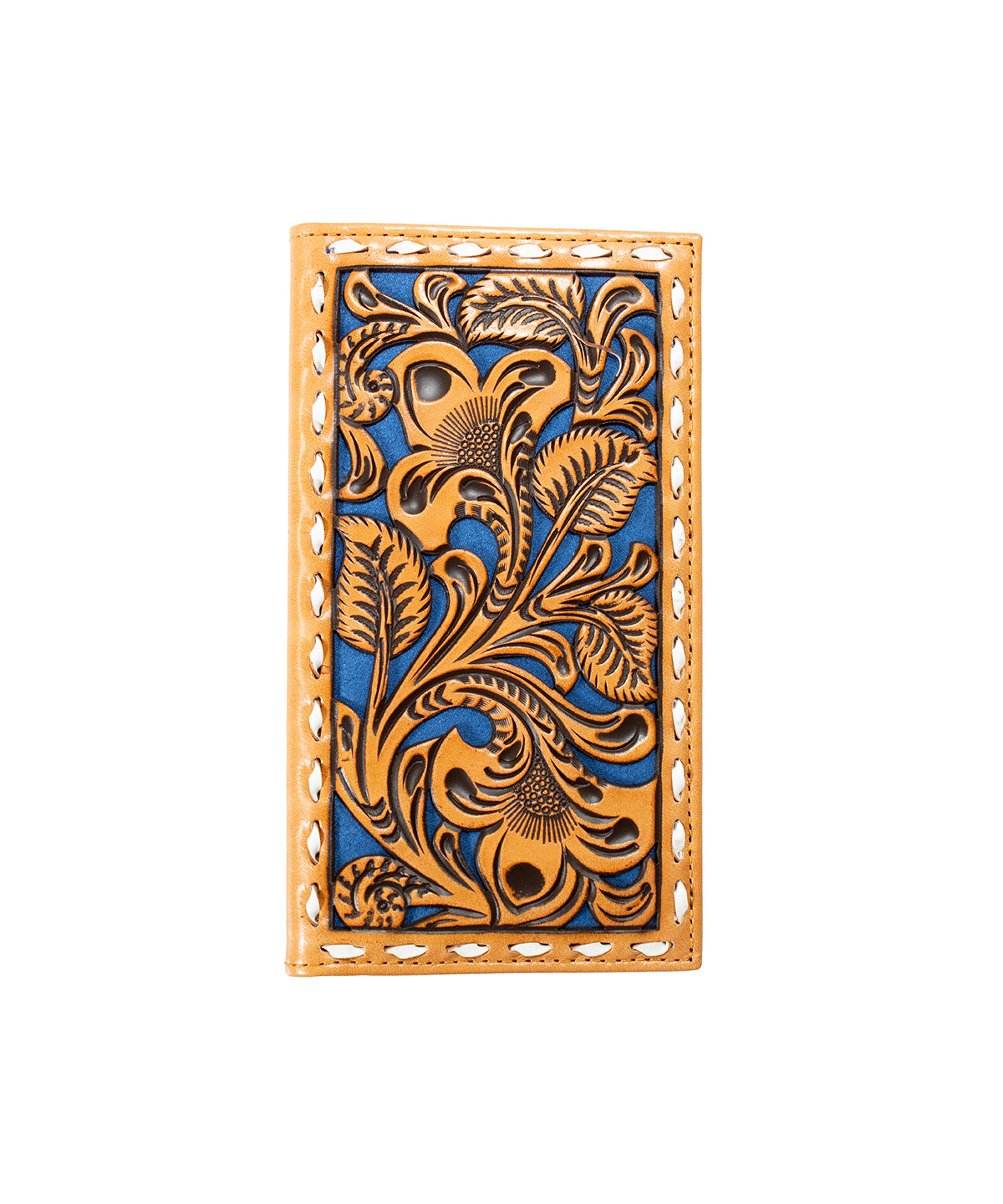Nocona Men's Rodeo Floral Embossed Blue Wallet