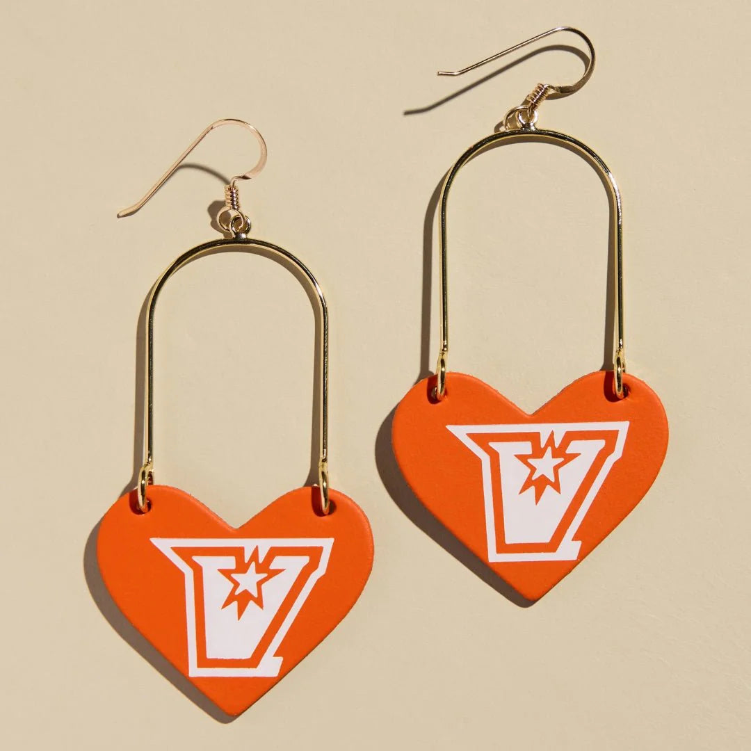 Orange UTRGV Heartthrob Earrings