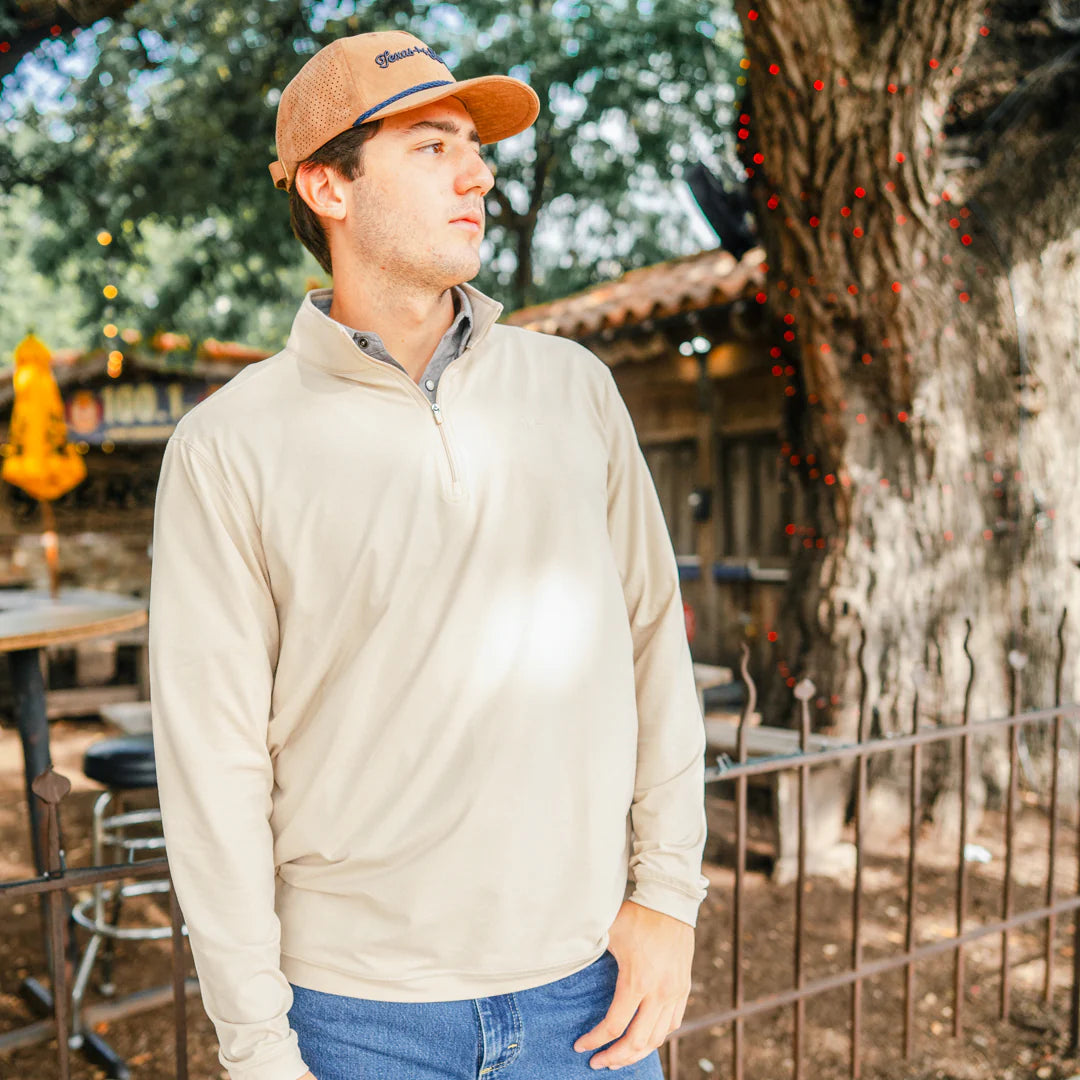 Performance Hybrid Quarter Zip- Sandstone by Texas Standard