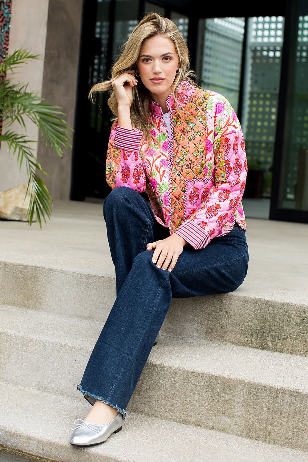 Bright Floral Patchwork Quilted Jacket