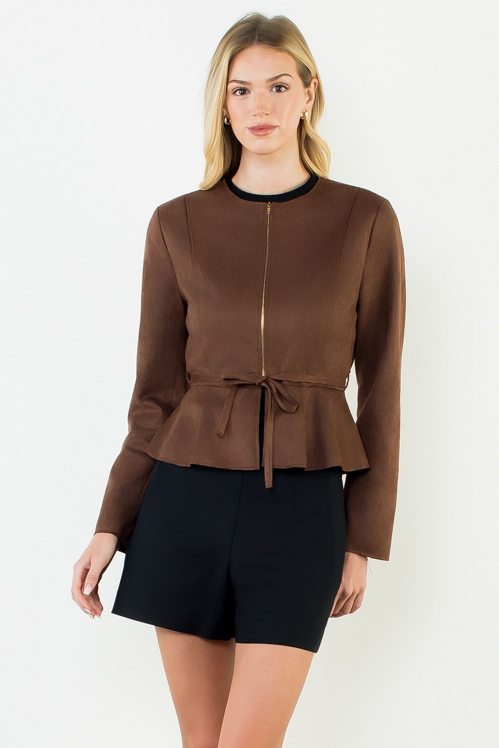 The Luxe Tie-Waist Peplum Jacket