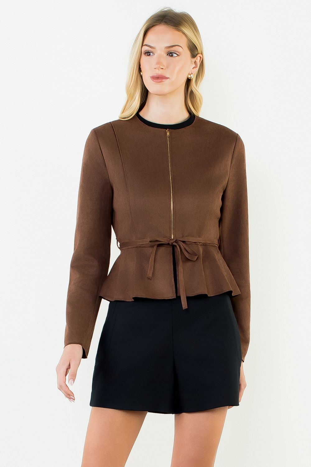 The Luxe Tie-Waist Peplum Jacket