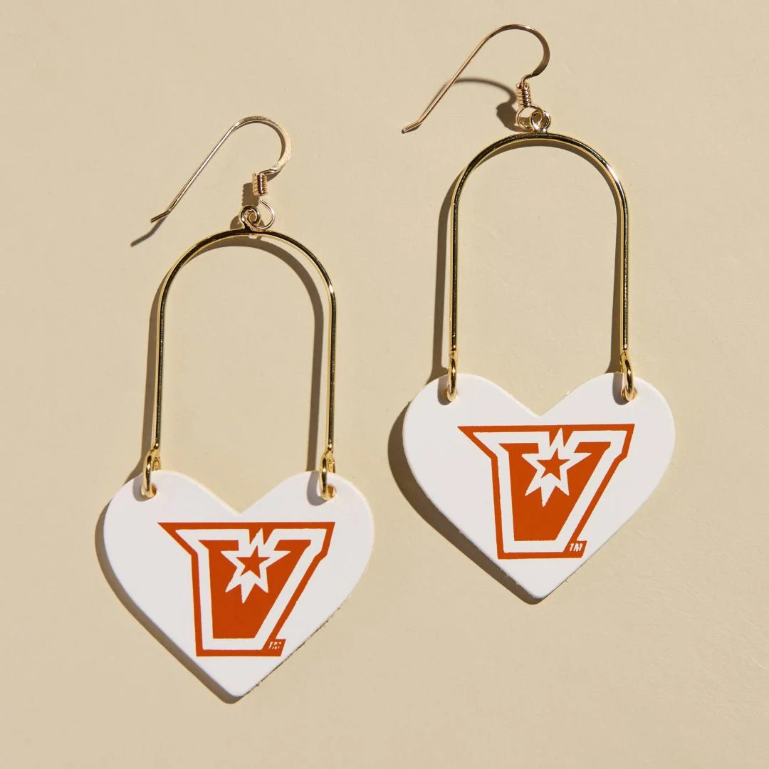 White UTRGV Heartthrob Earrings