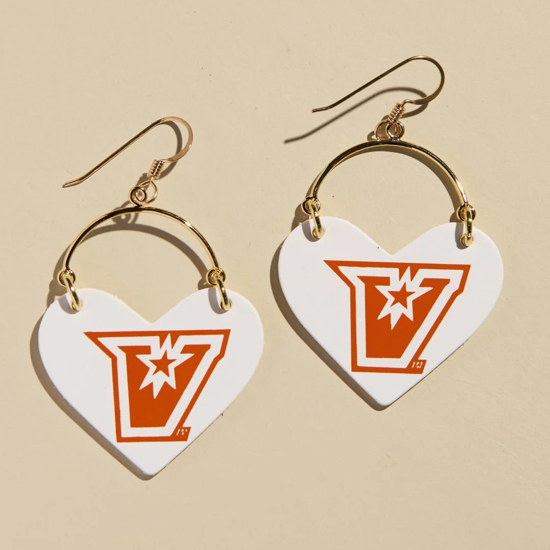 White UTRGV Lover Earrings