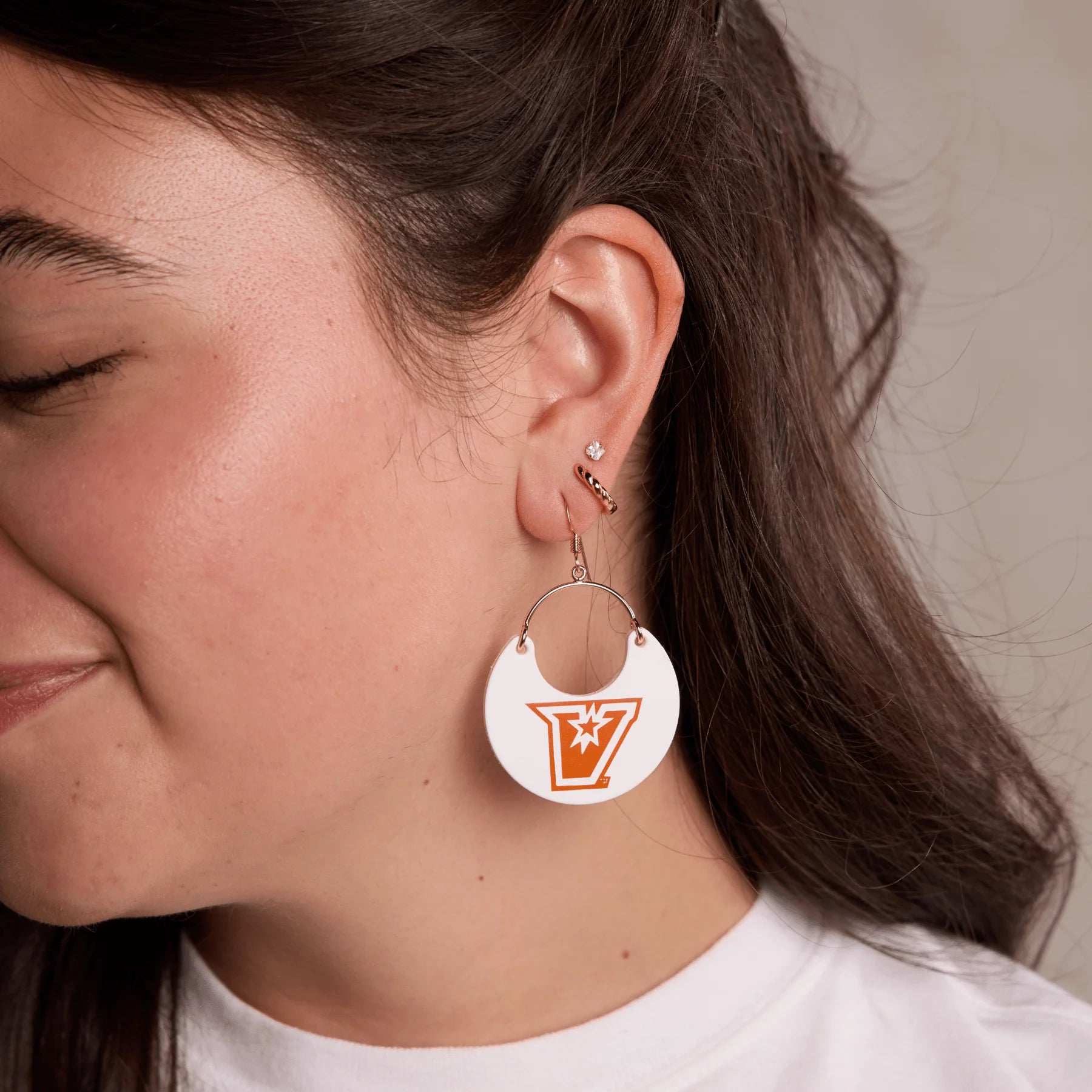 White UTRGV Ninas Earrings