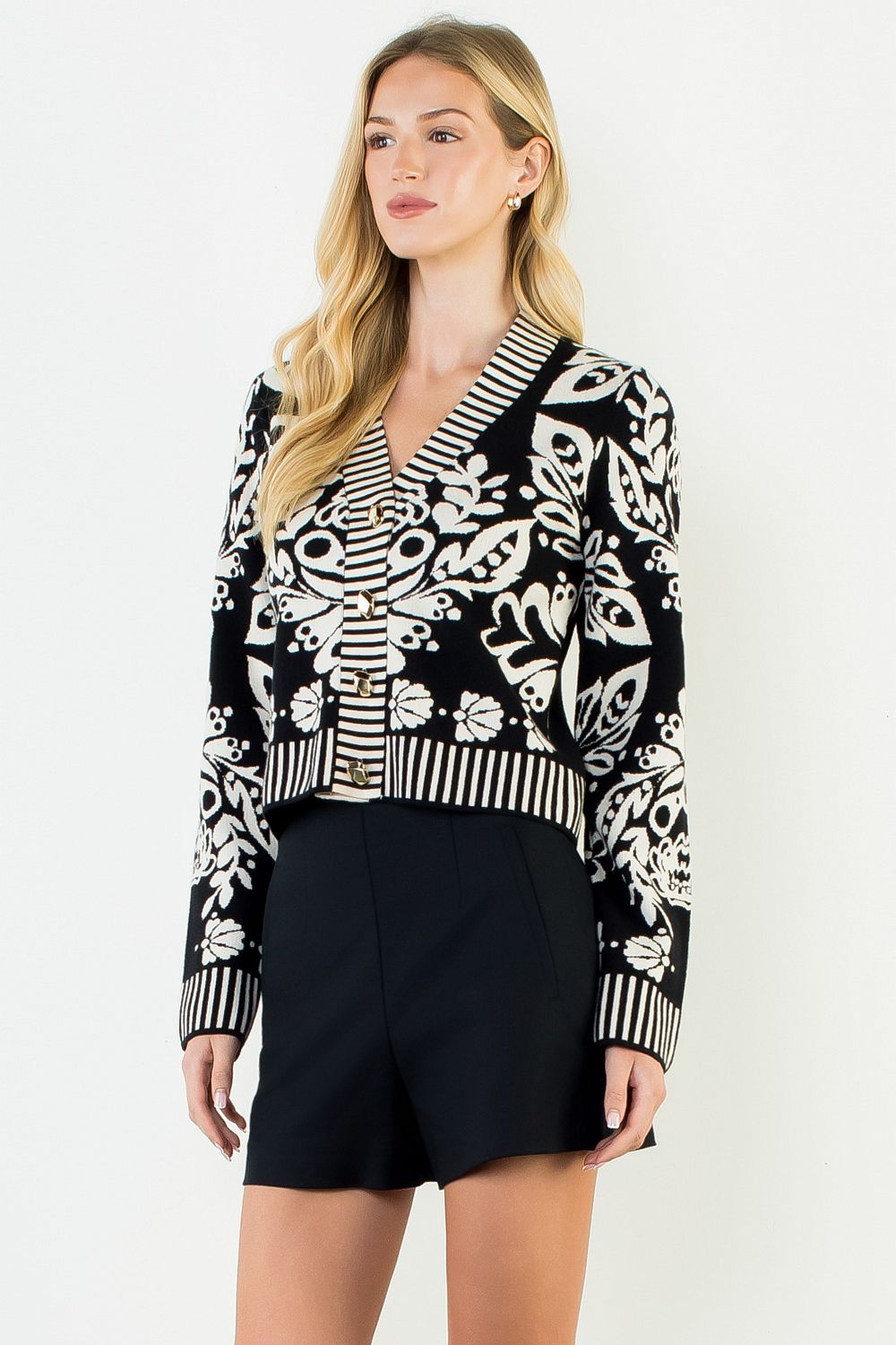 The Mod Muse Contrast Knit Cardigan