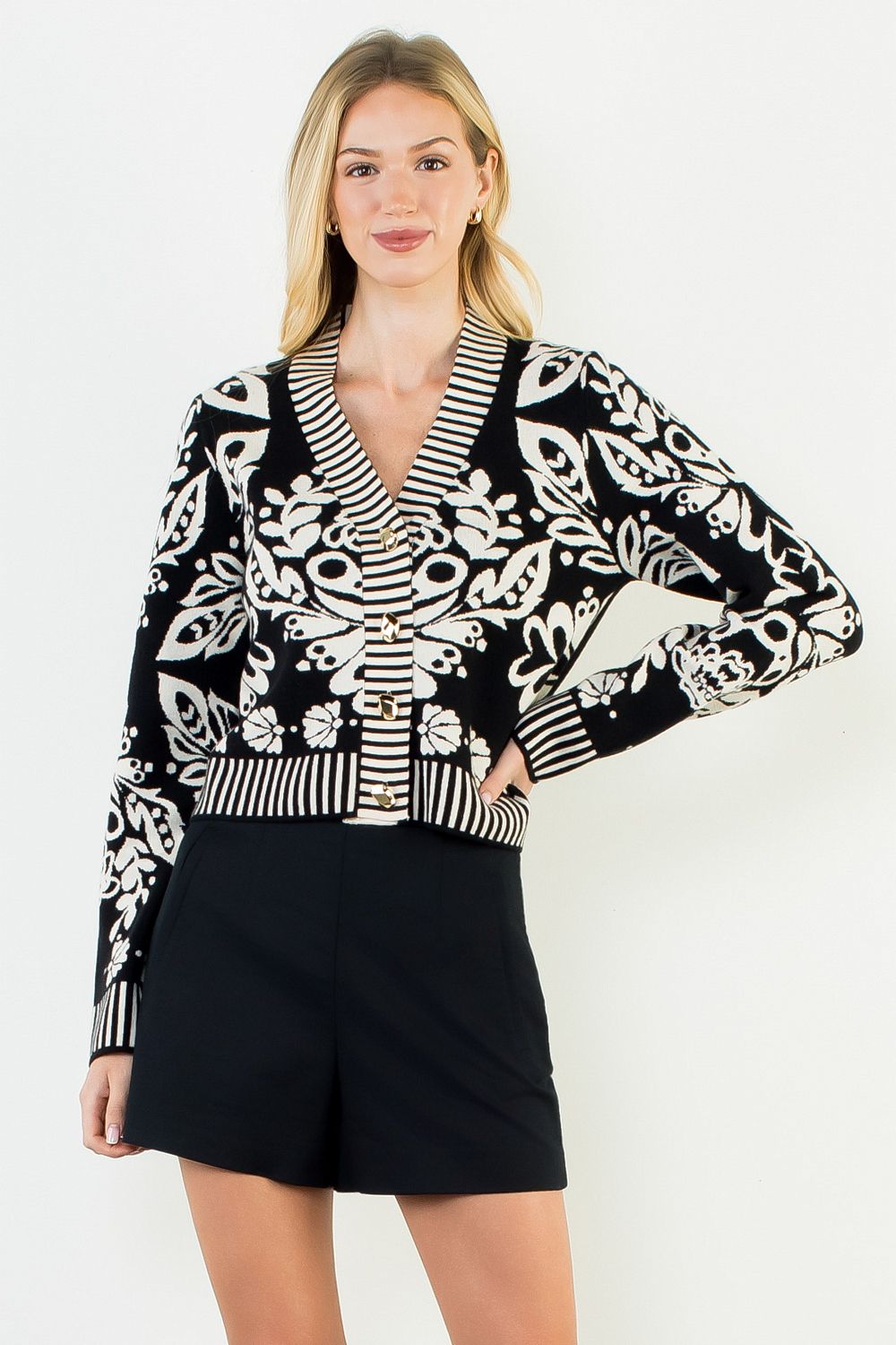 The Mod Muse Contrast Knit Cardigan