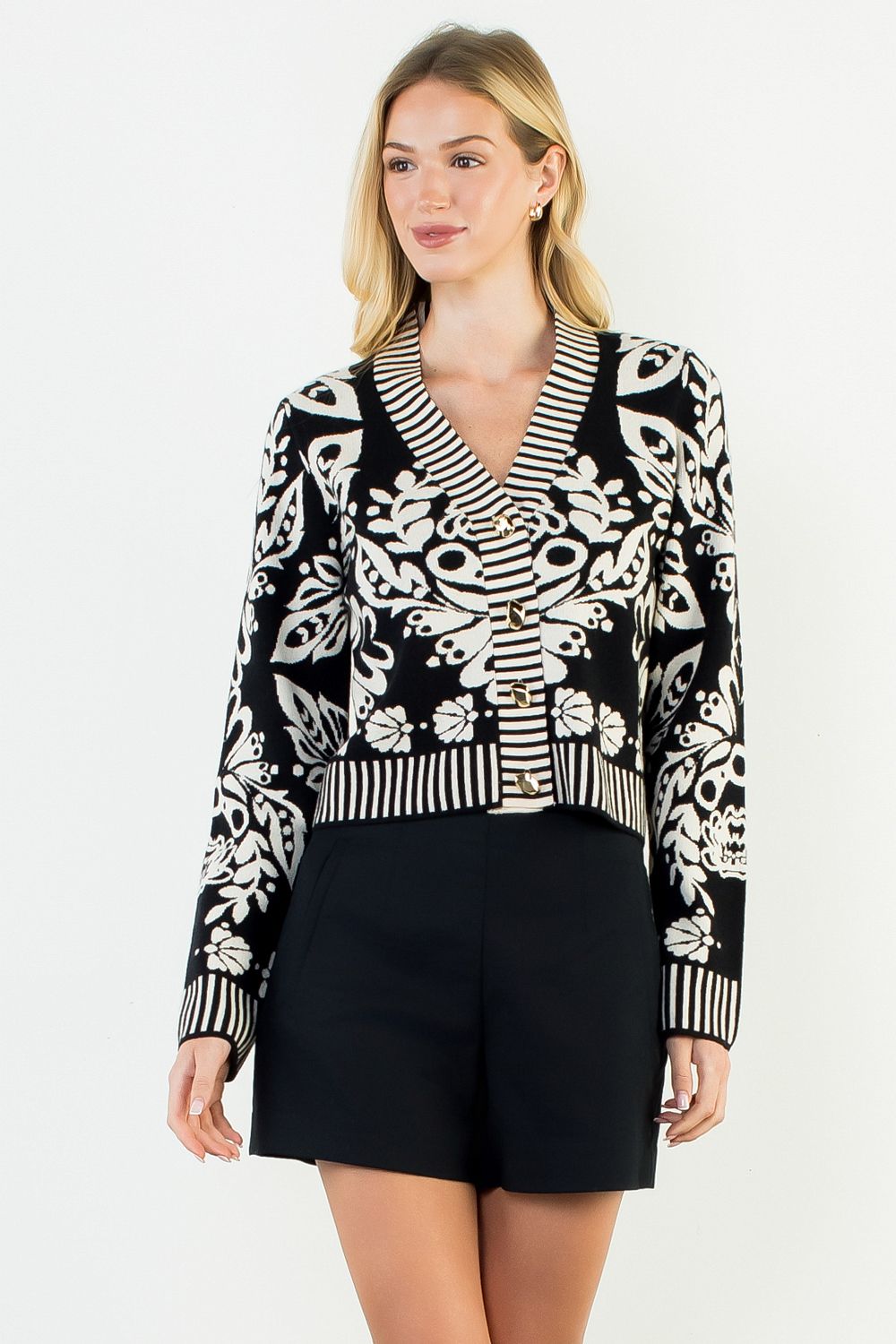 The Mod Muse Contrast Knit Cardigan