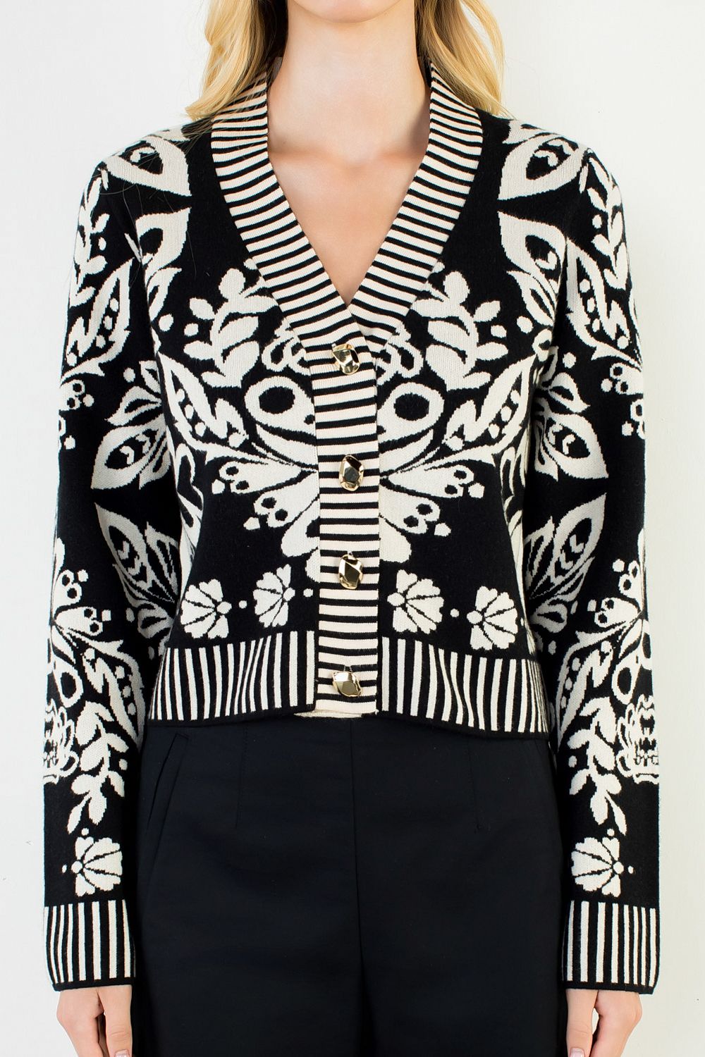 The Mod Muse Contrast Knit Cardigan