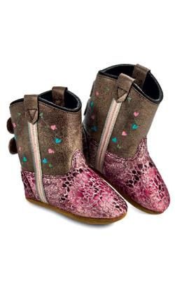 Old West Infant Pink Hearts Poppet Boots