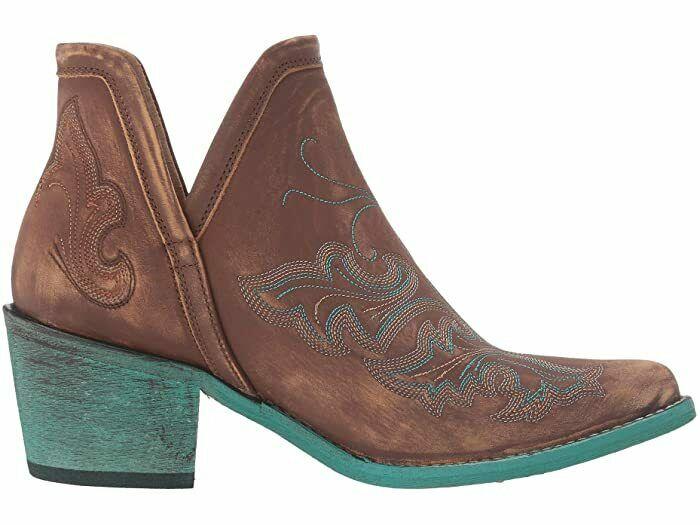 Circle G by Corral Ladies Cognac Brown & Turquoise Embroidery Booties