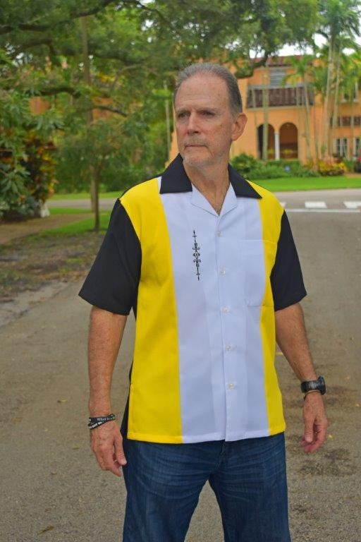 Men's Cuban Retro Shirt Black/Yellow