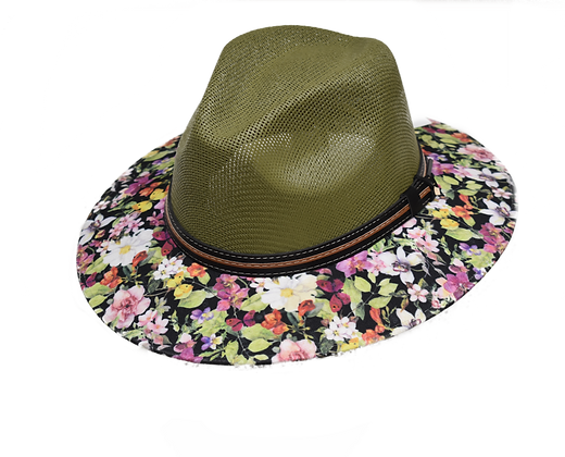 Olive Canvas Panama Fashion Hat w/ Garden Styled Brim