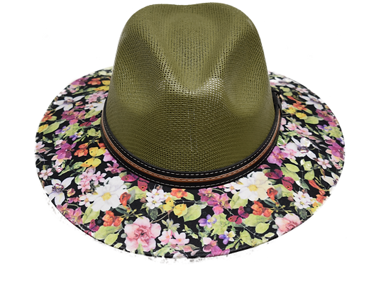 Olive Canvas Panama Fashion Hat w/ Garden Styled Brim