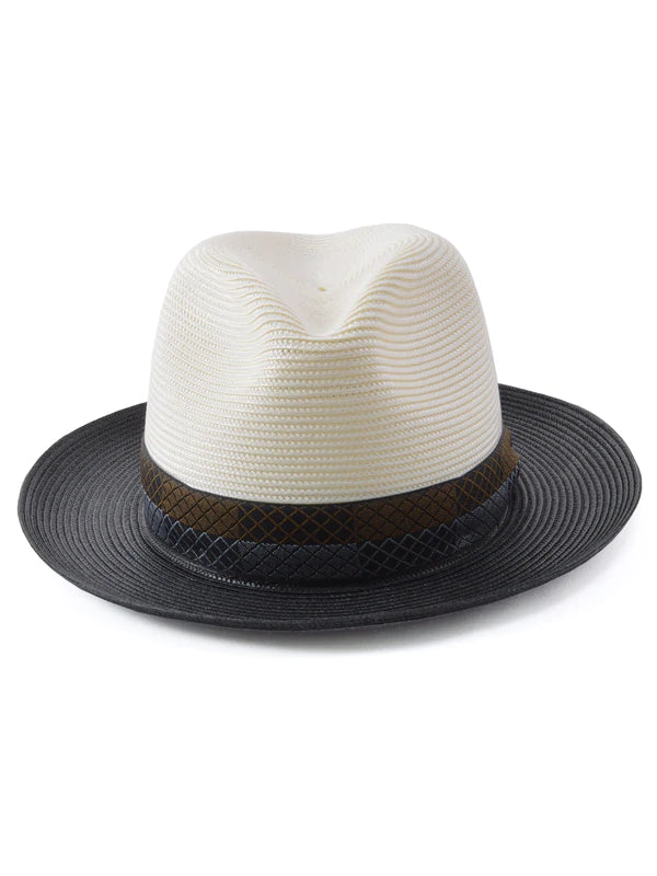Stetson Andover Straw Fedora Hat - Ivory/Black
