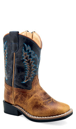 Old West  Boys Blue & Brown Leather Western Boots