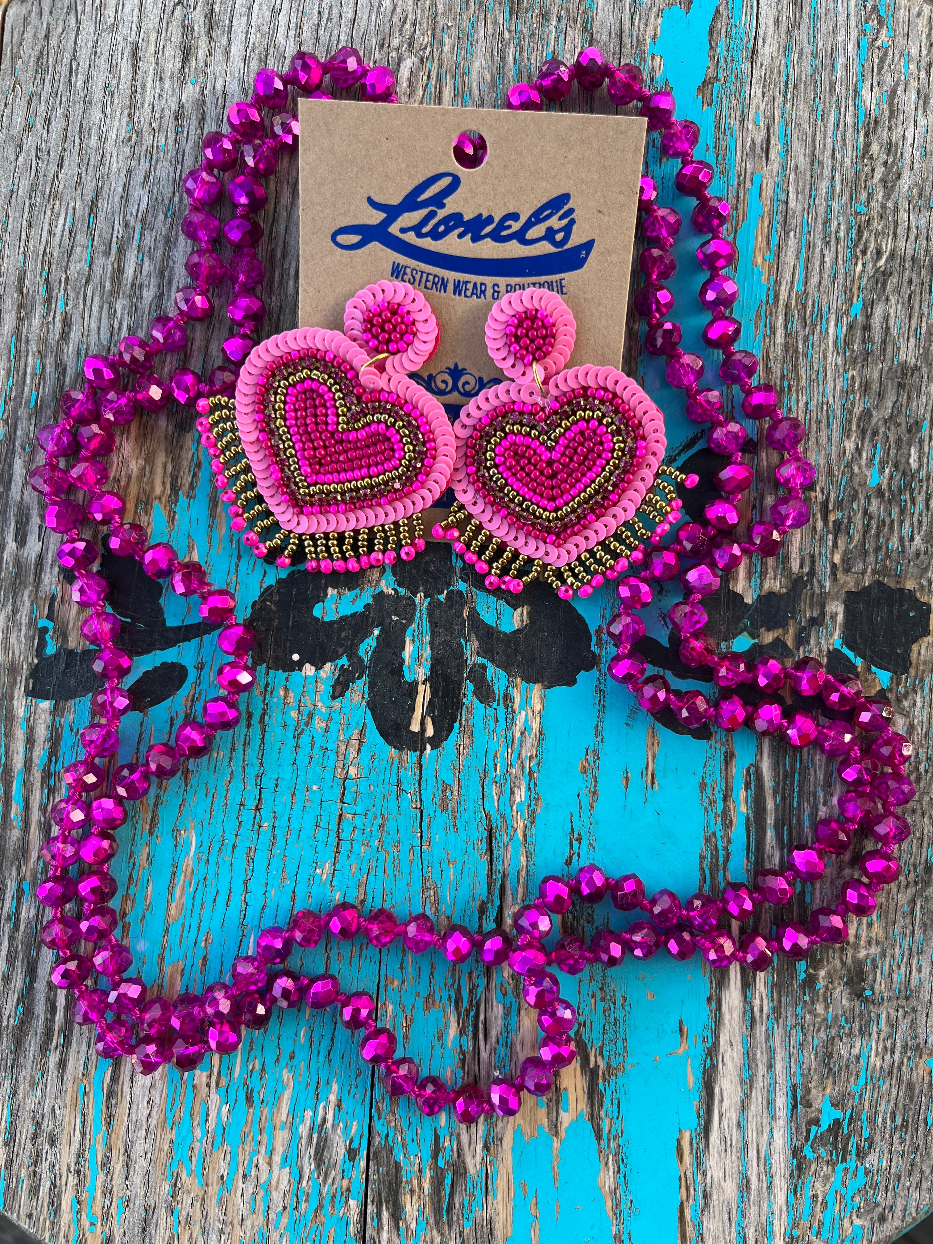 HOT PINK Beaded 60" Necklace