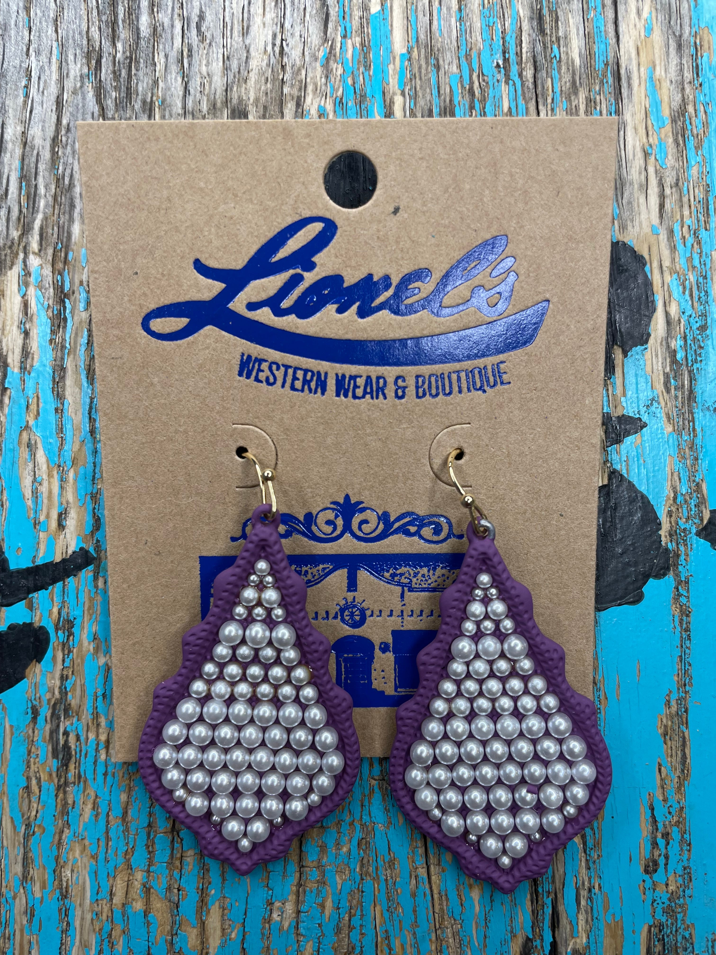 Purple & Pearl Kendra Inspired Earrings