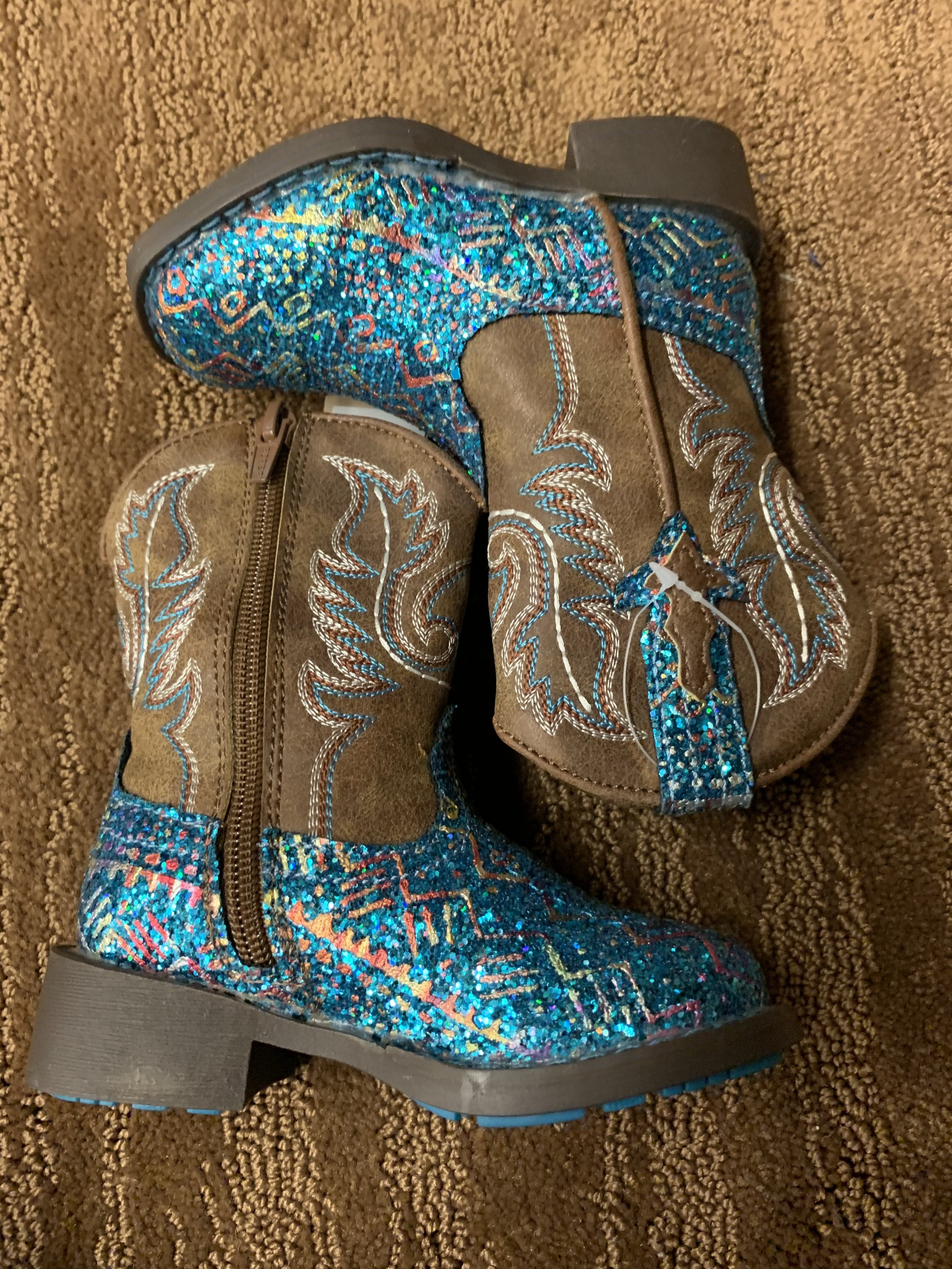 Roper Girls Square Toe Glitter Boots