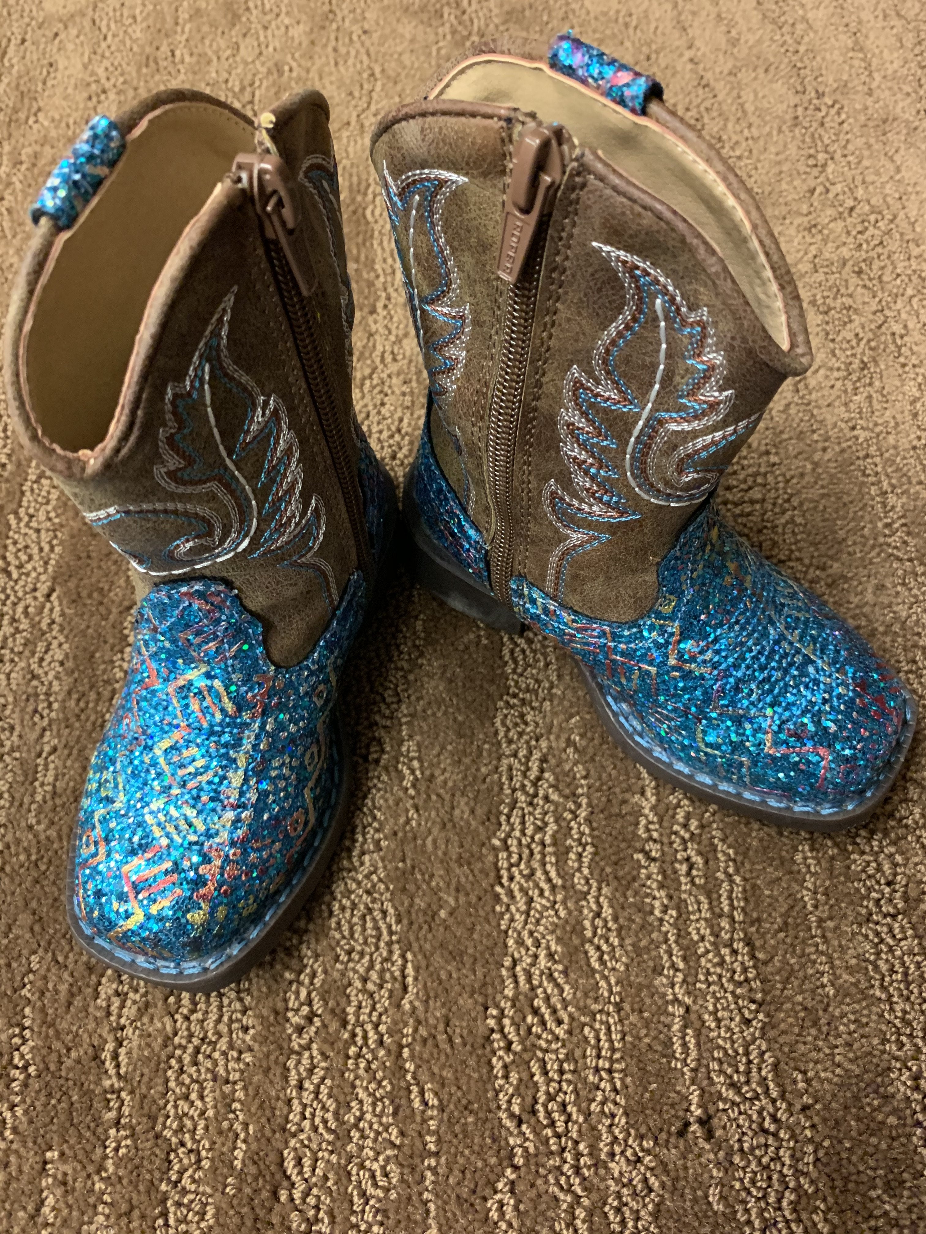 Roper Girls Square Toe Glitter Boots