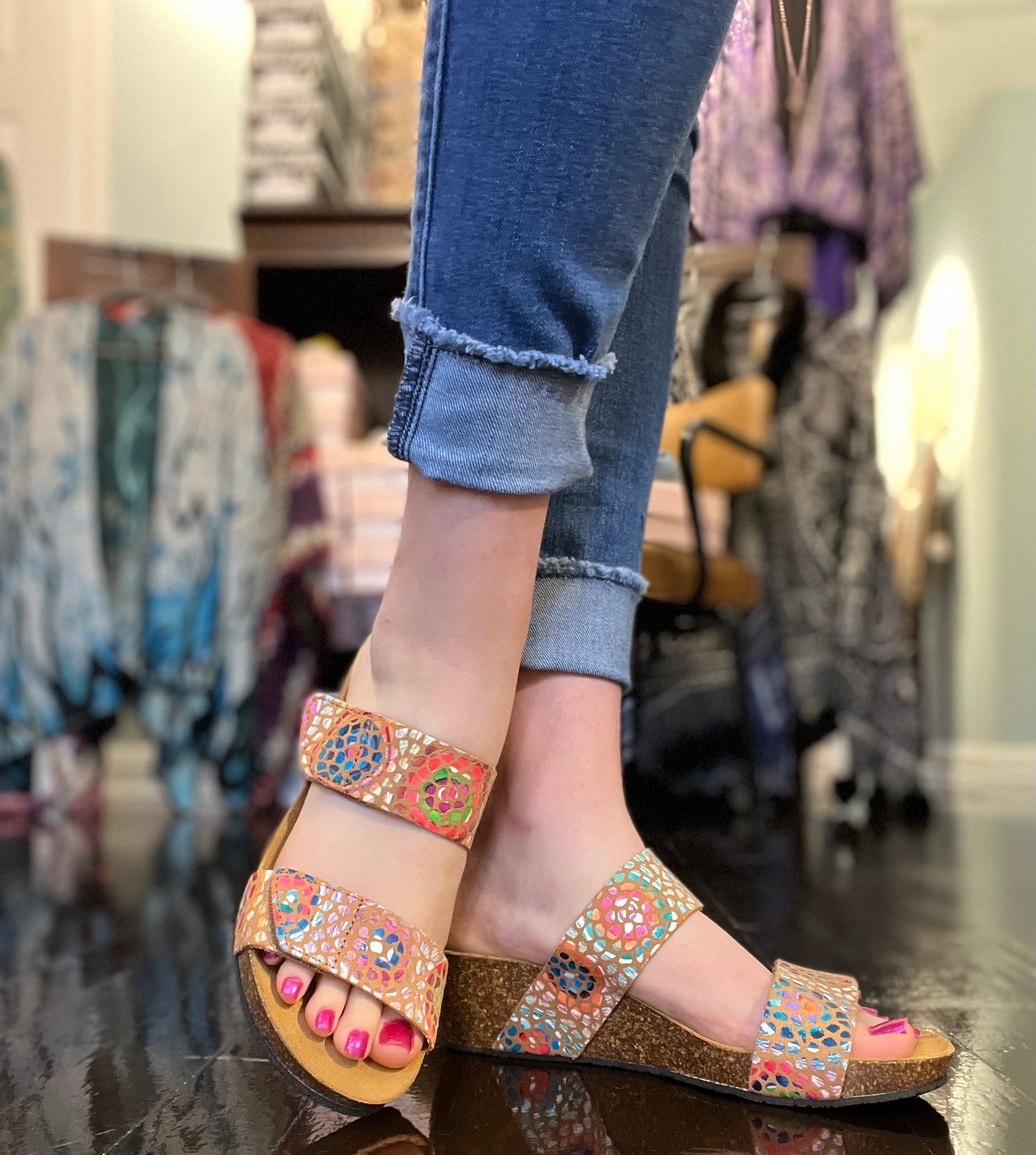 Eric Michael Mosaic Liat Tan multi Sandals