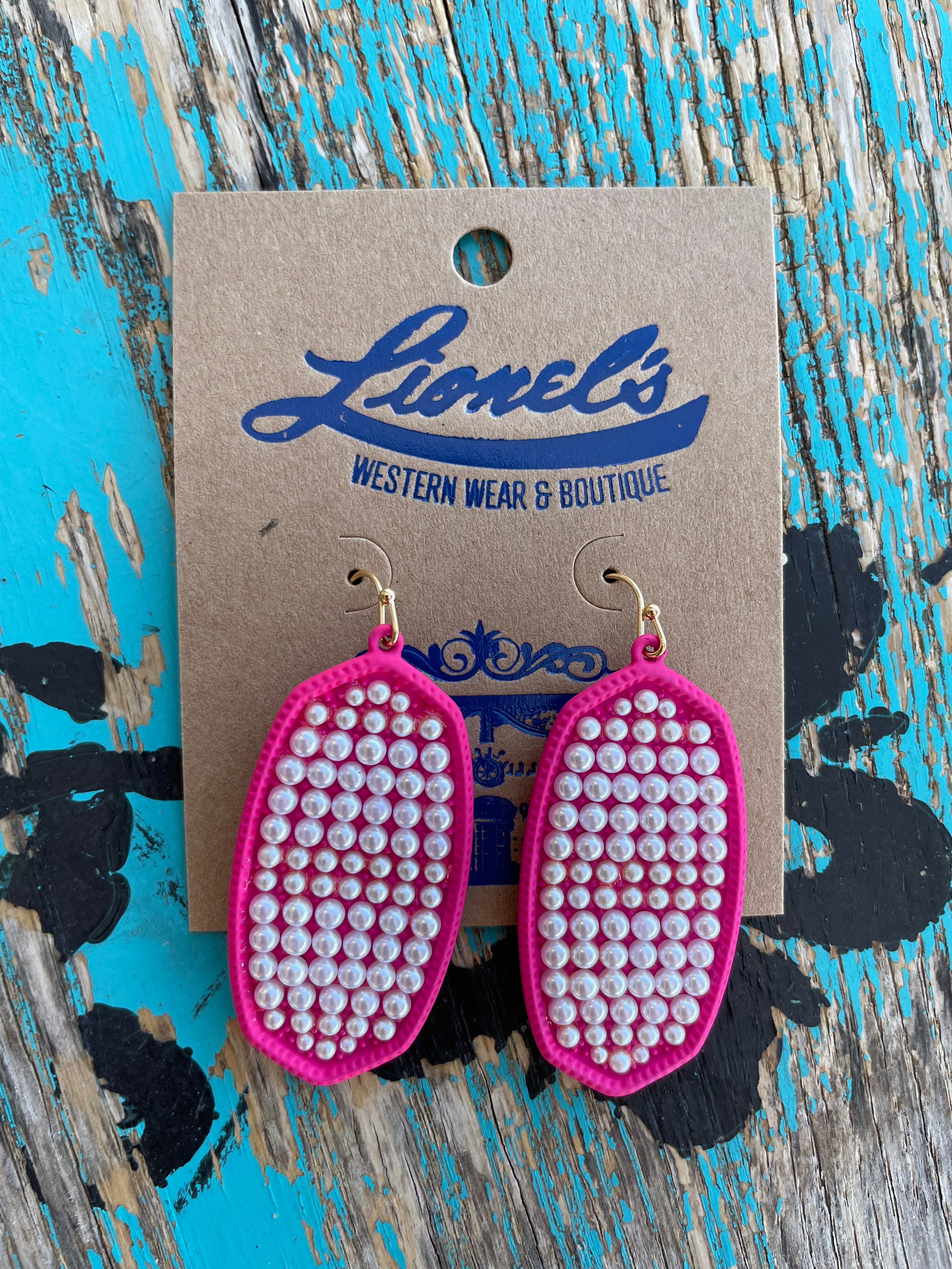 Hot Pink & Pearl Kendra Inspired Earrings