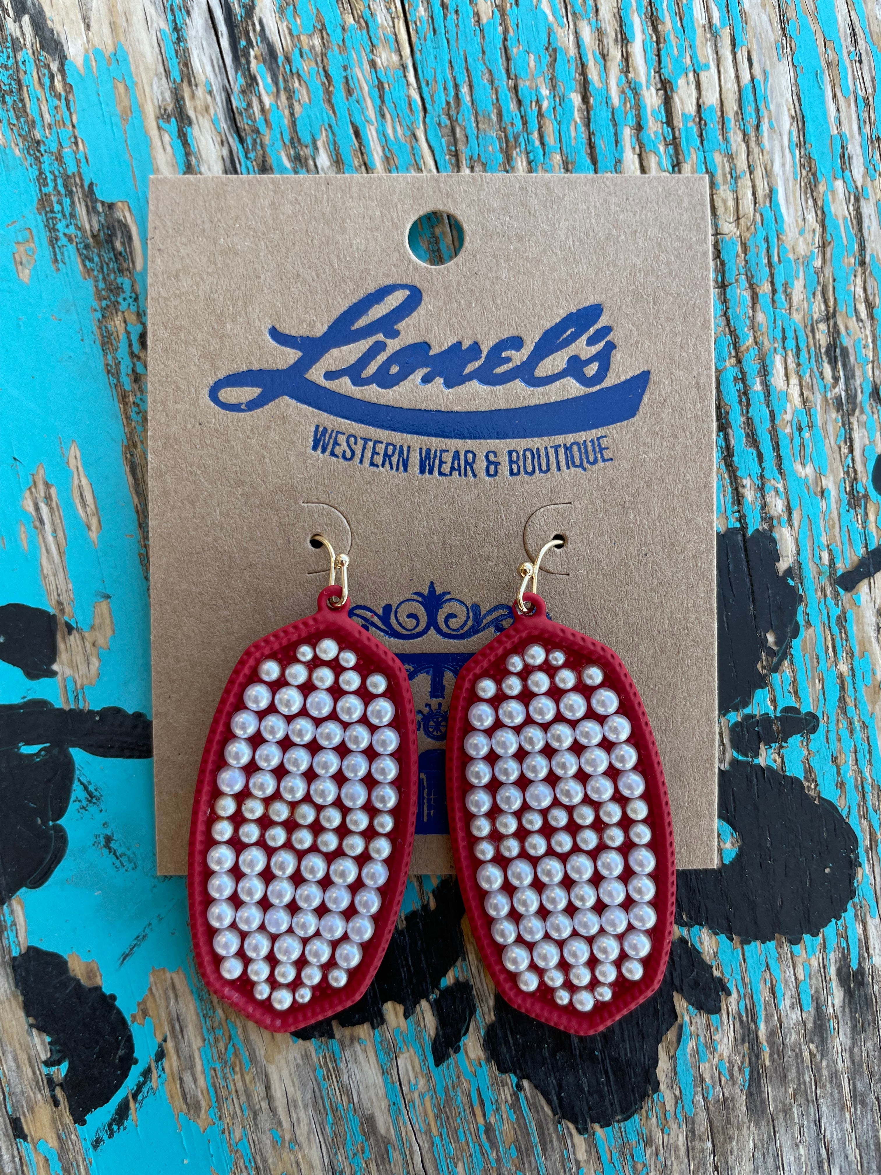 Red & Pearl Kendra Inspired Earrings