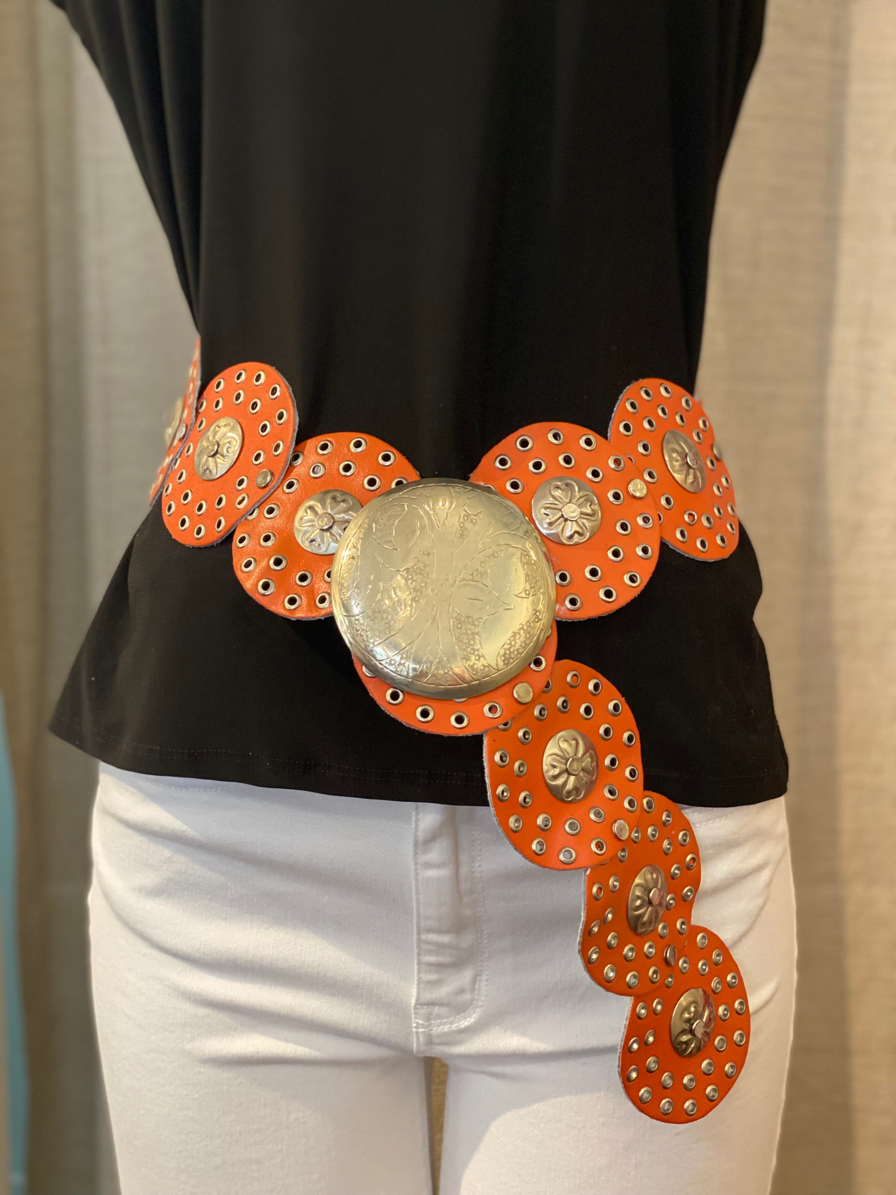 ORANGE Moroccan Leather Medallion Belt