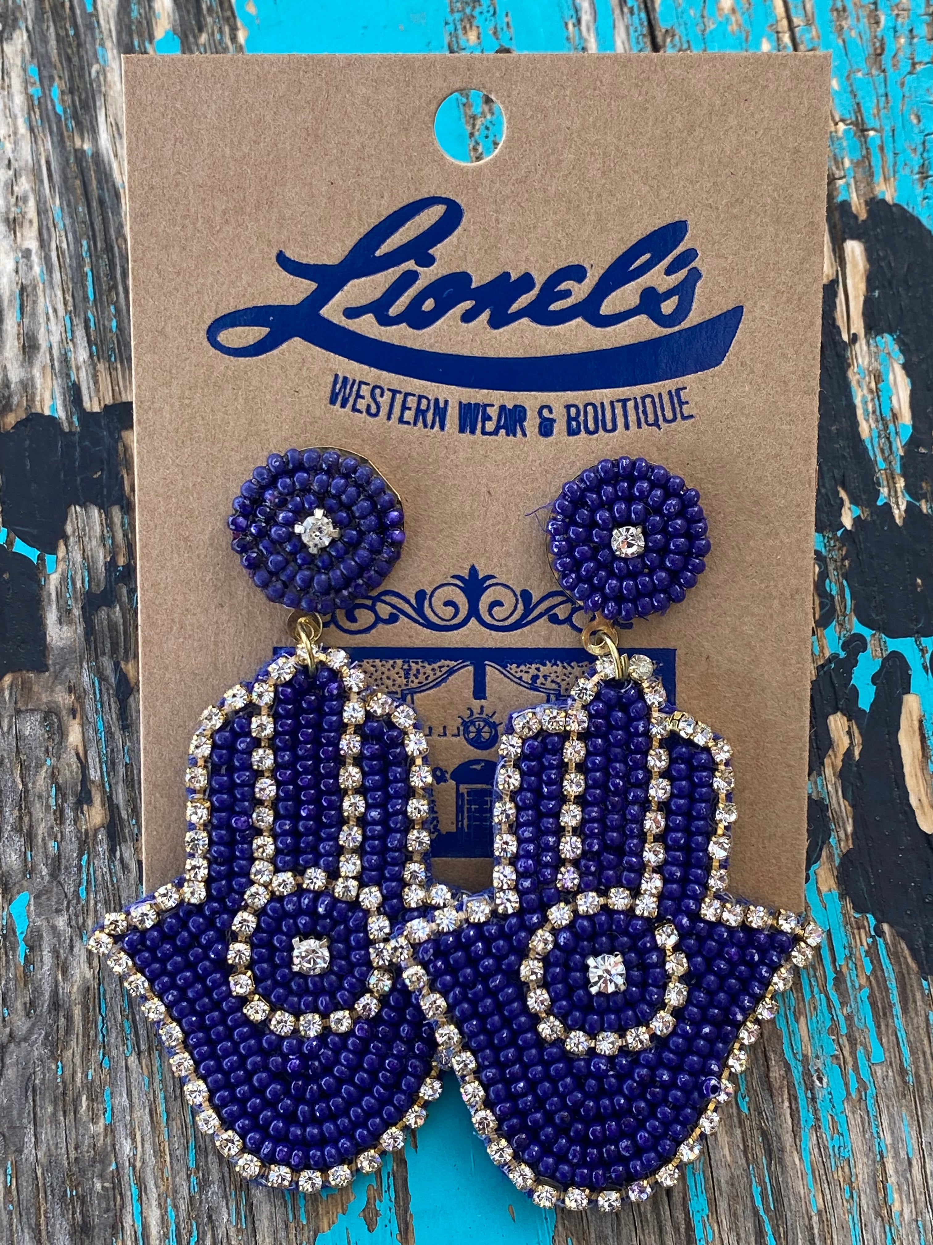 Good Luck HAMSA Hand Beaded Earrings