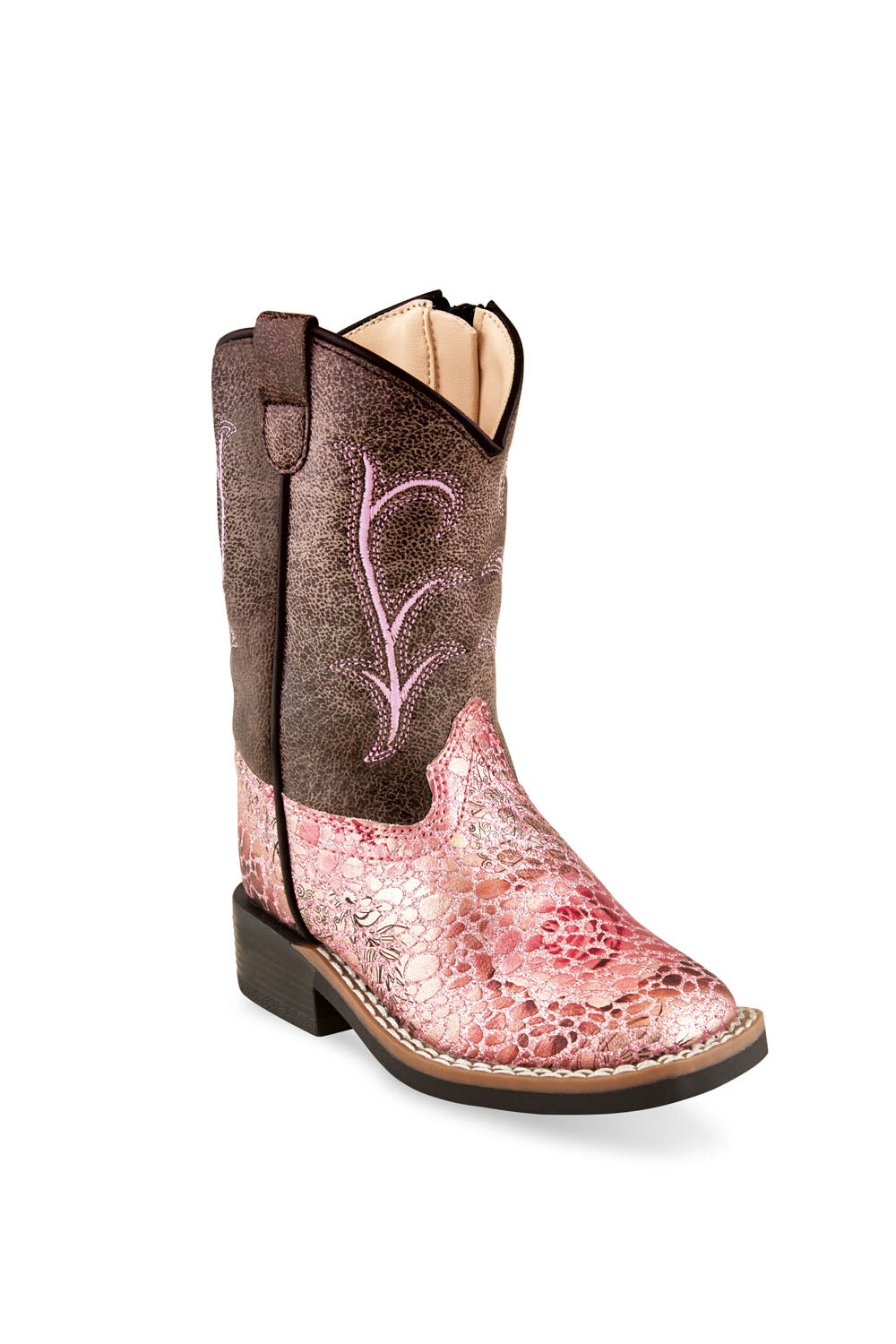 Old West Toddler's Antique Pink/Crackle Faux Leather Boots