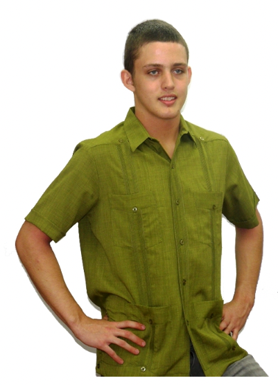 Men's Olive Short Sleeve Guayabera