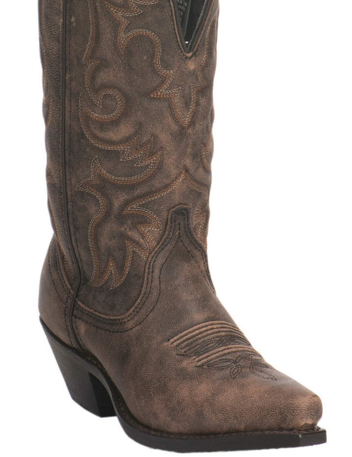 Laredo Women's Antique Brown Wide Calf Snip Toe Western Boot