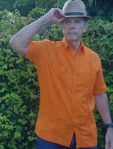 Men’s Authentic Cuban Guayabera Shirt 100% Linen Orange D’Accord 2263