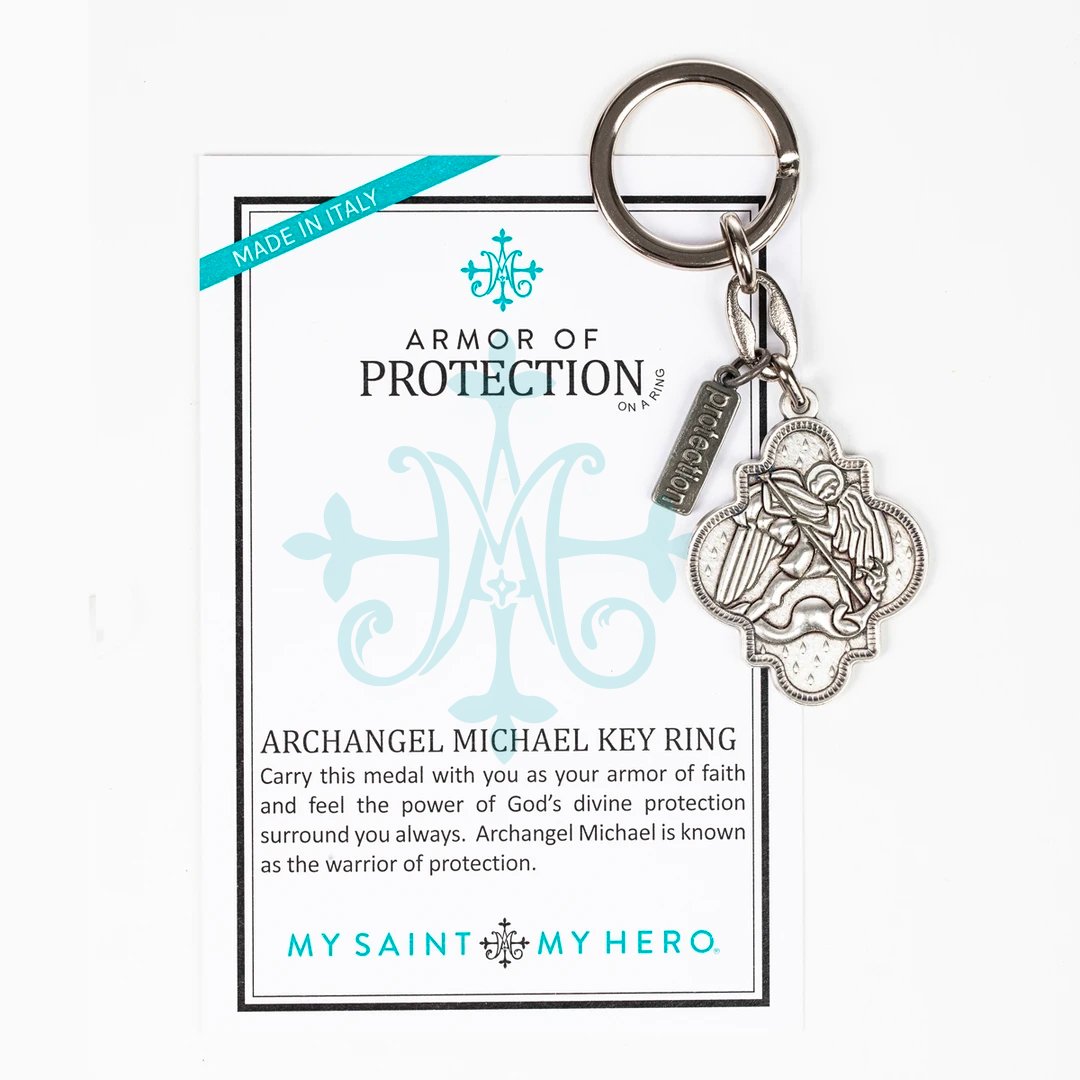Archangel Michael Armor of Protection BRONZE Key Ring