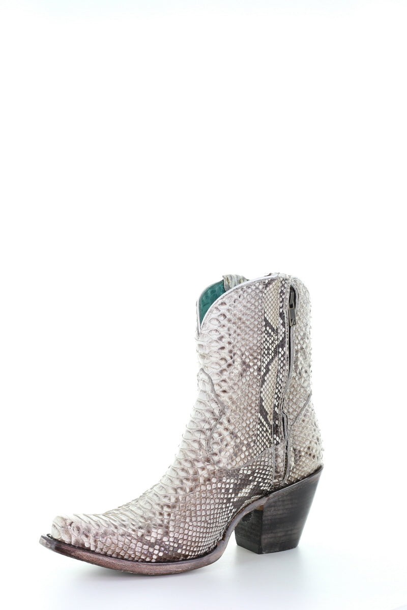 Ladies Natural Python Zipper Ankle Boot by Corral