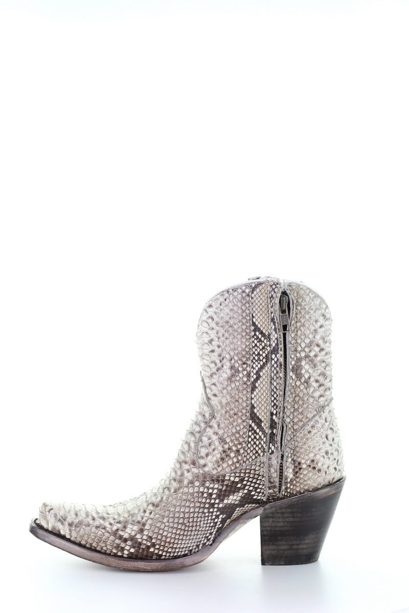 Ladies Natural Python Zipper Ankle Boot by Corral