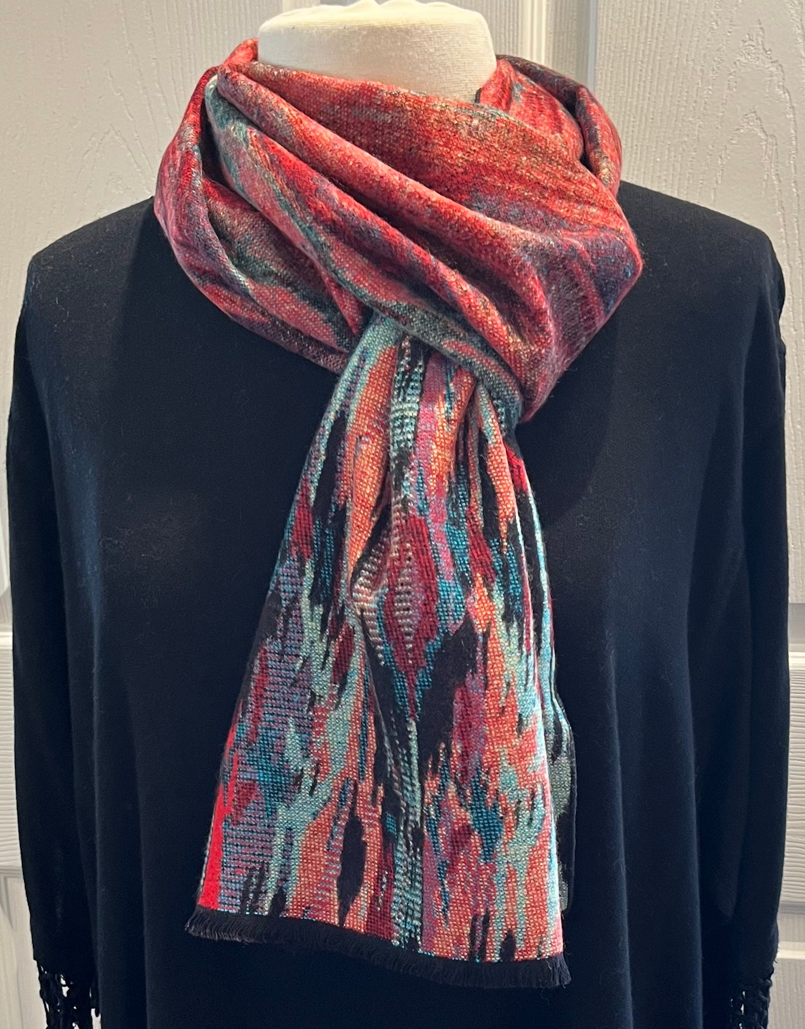Red Multi Reversible Cashmere Scarf
