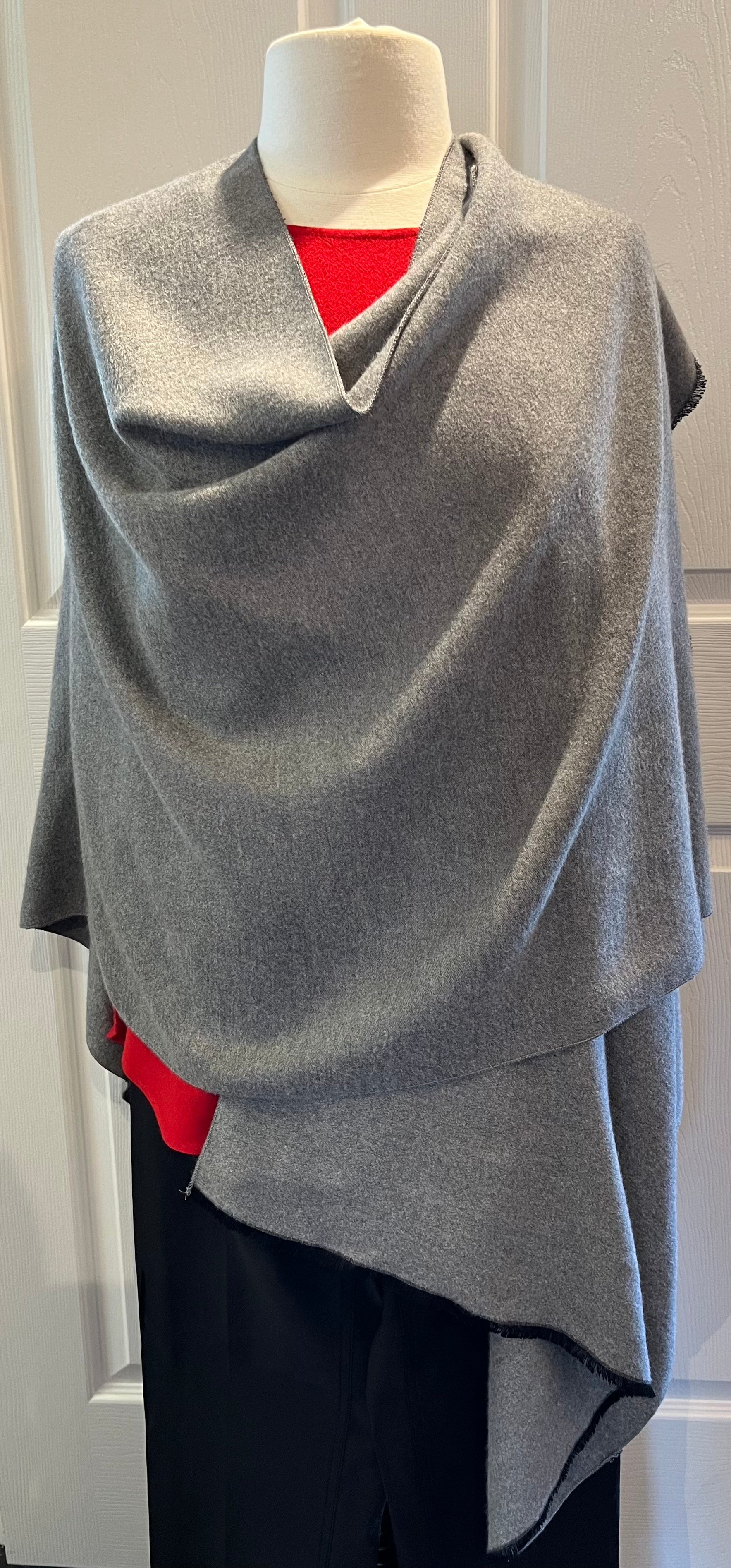 Solid Grey Cashmere Reversible Wrap/Shawl