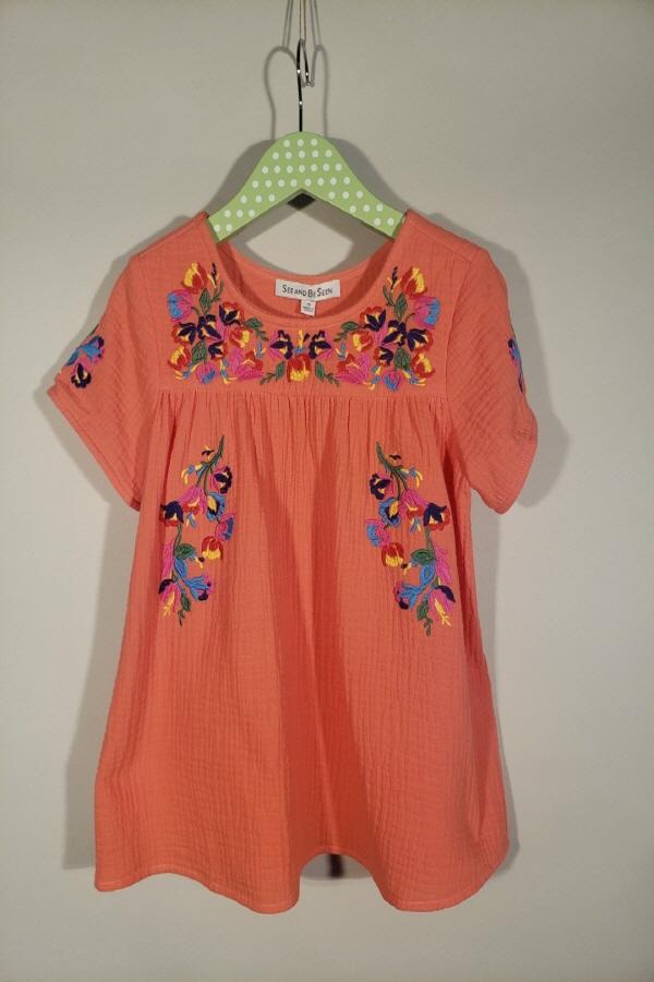 Floral Embroidered Little Girls Top