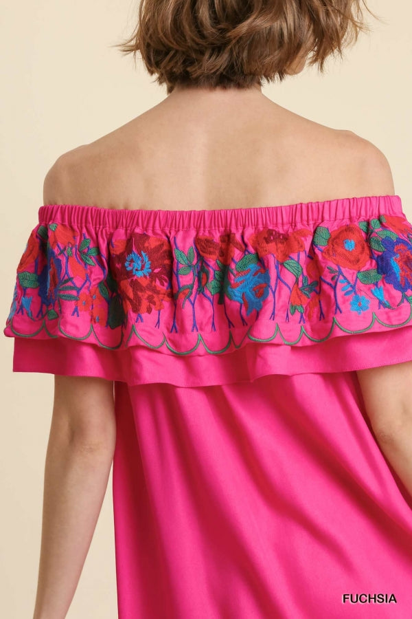 Fiesta in Fuchsia Embroidered Dress