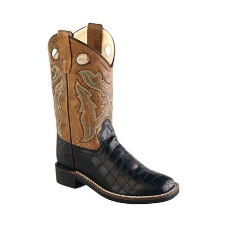 Children's Old West Black Crackle/Tan Cowboy Boot