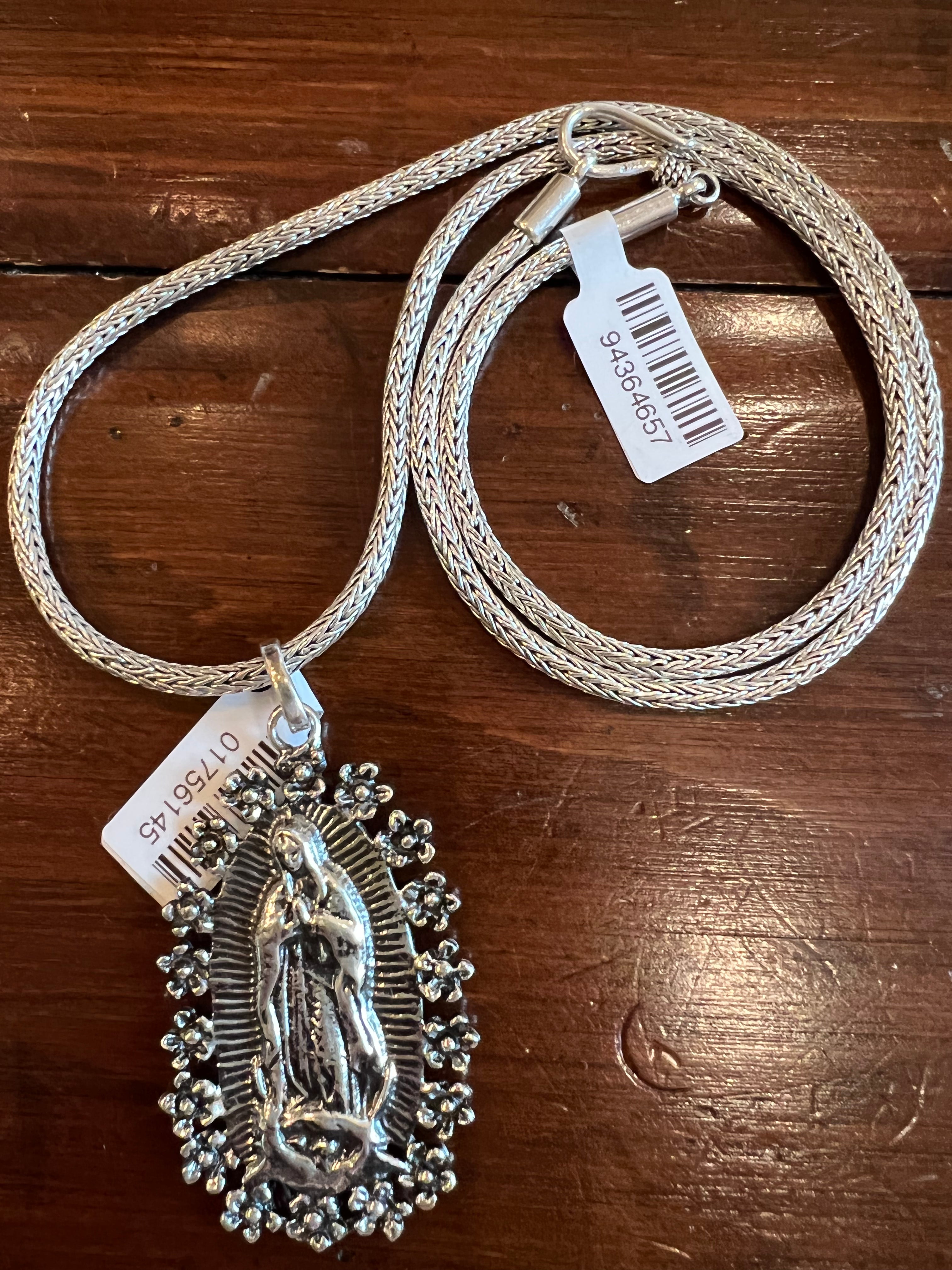 Virgen de Guadalupe Pendant/Sterling Silver 2"