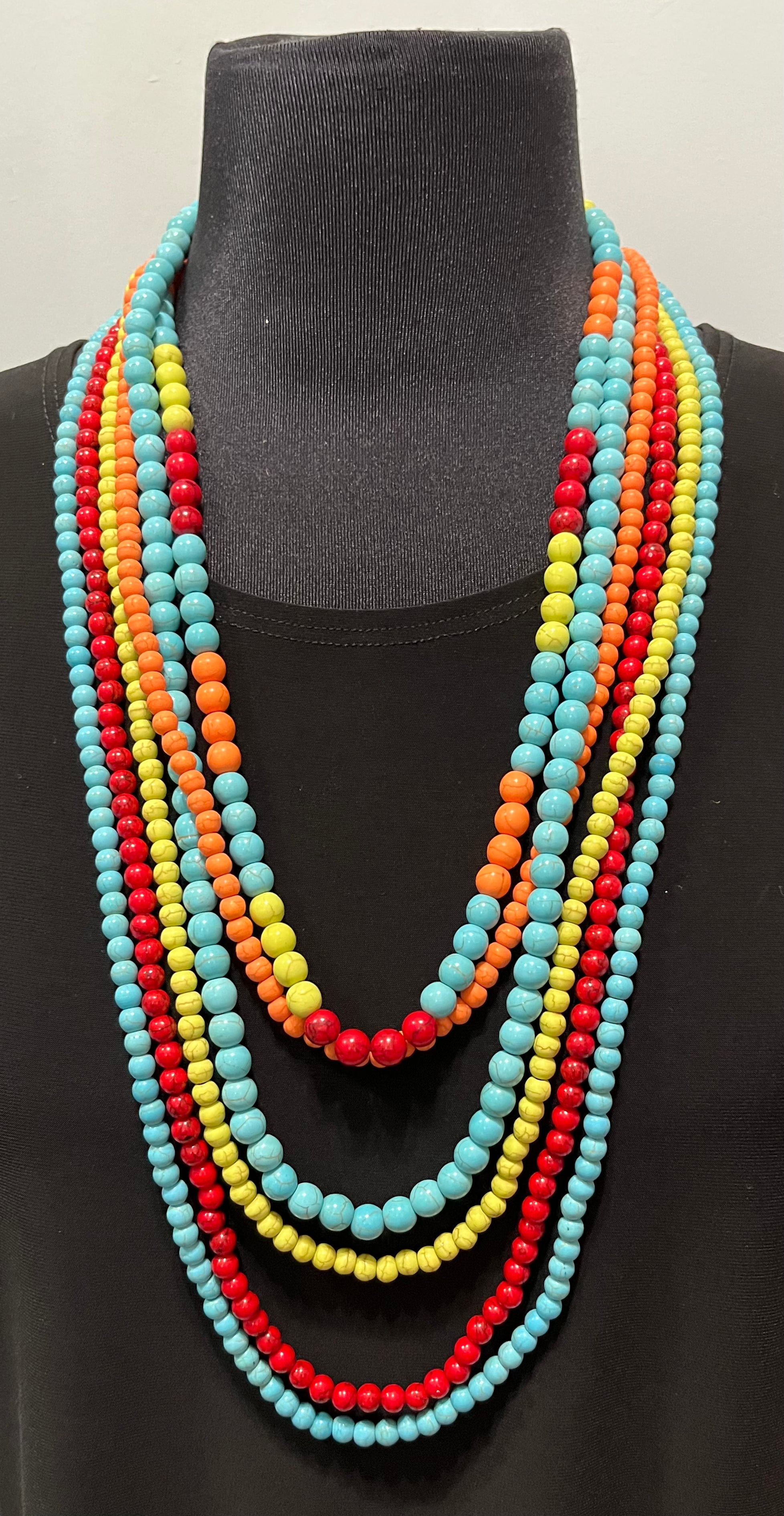 Six Strand Multi Color 32" Necklace