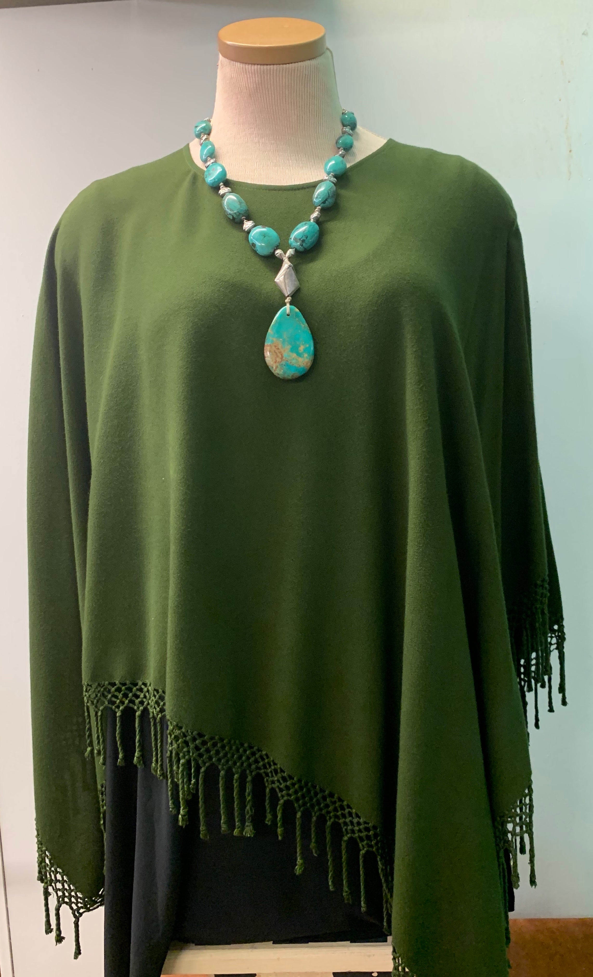 Fringed Poncho In Solid Colors