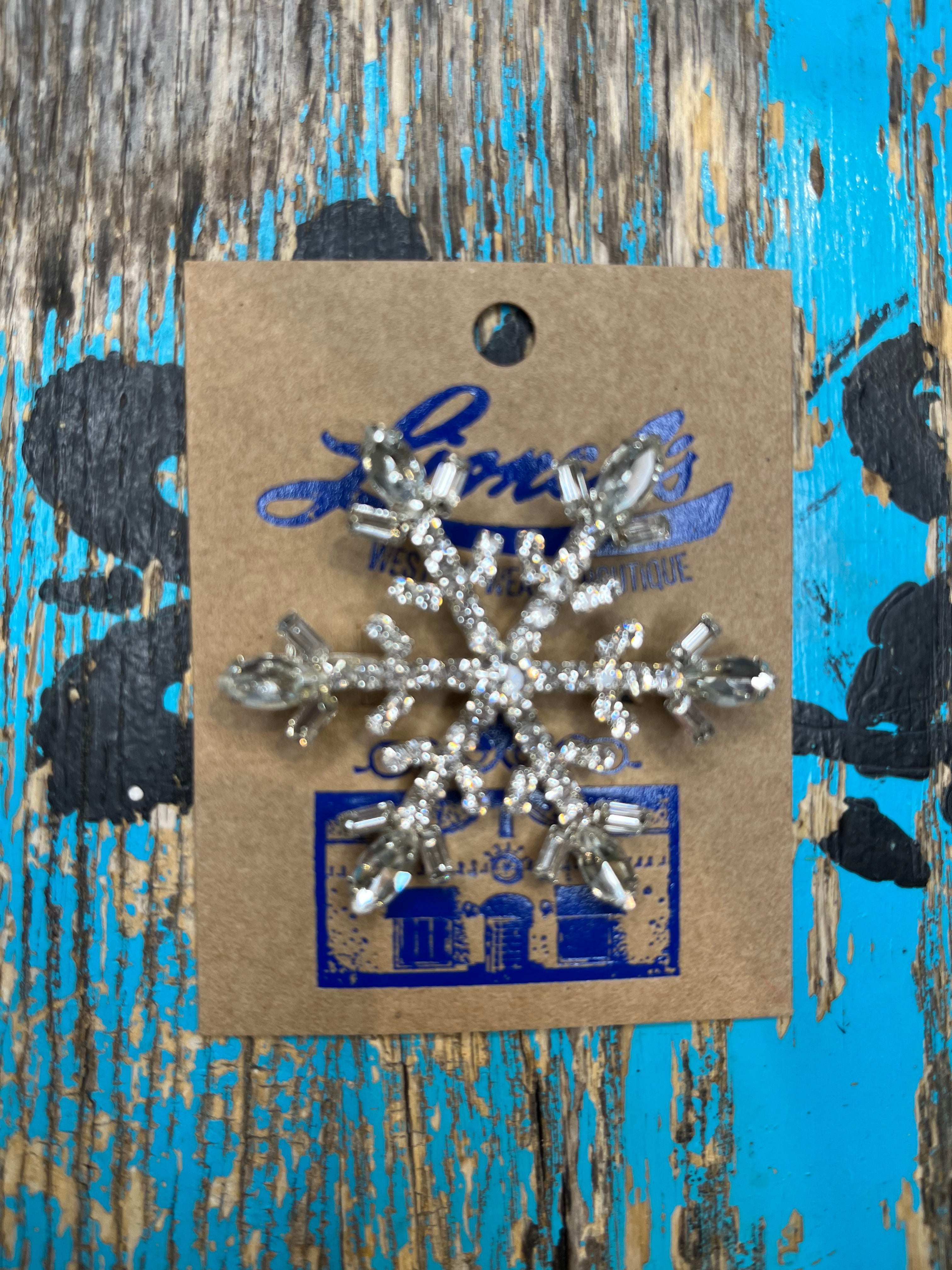 Silver Crystal Snowflake Pin