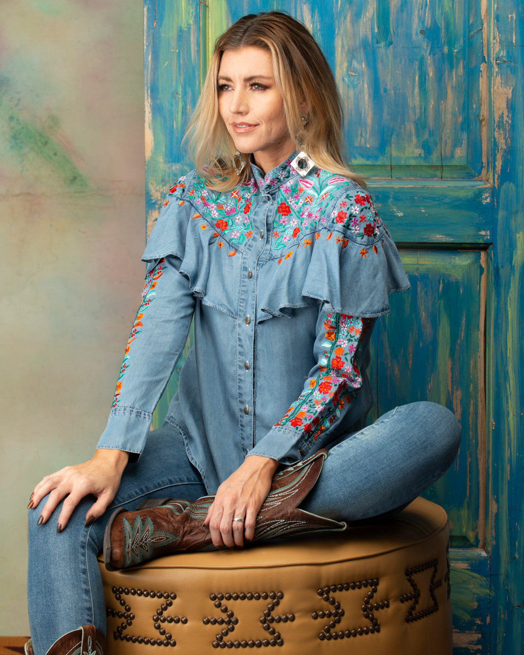 Vintage Collection Embroidered Denim Top