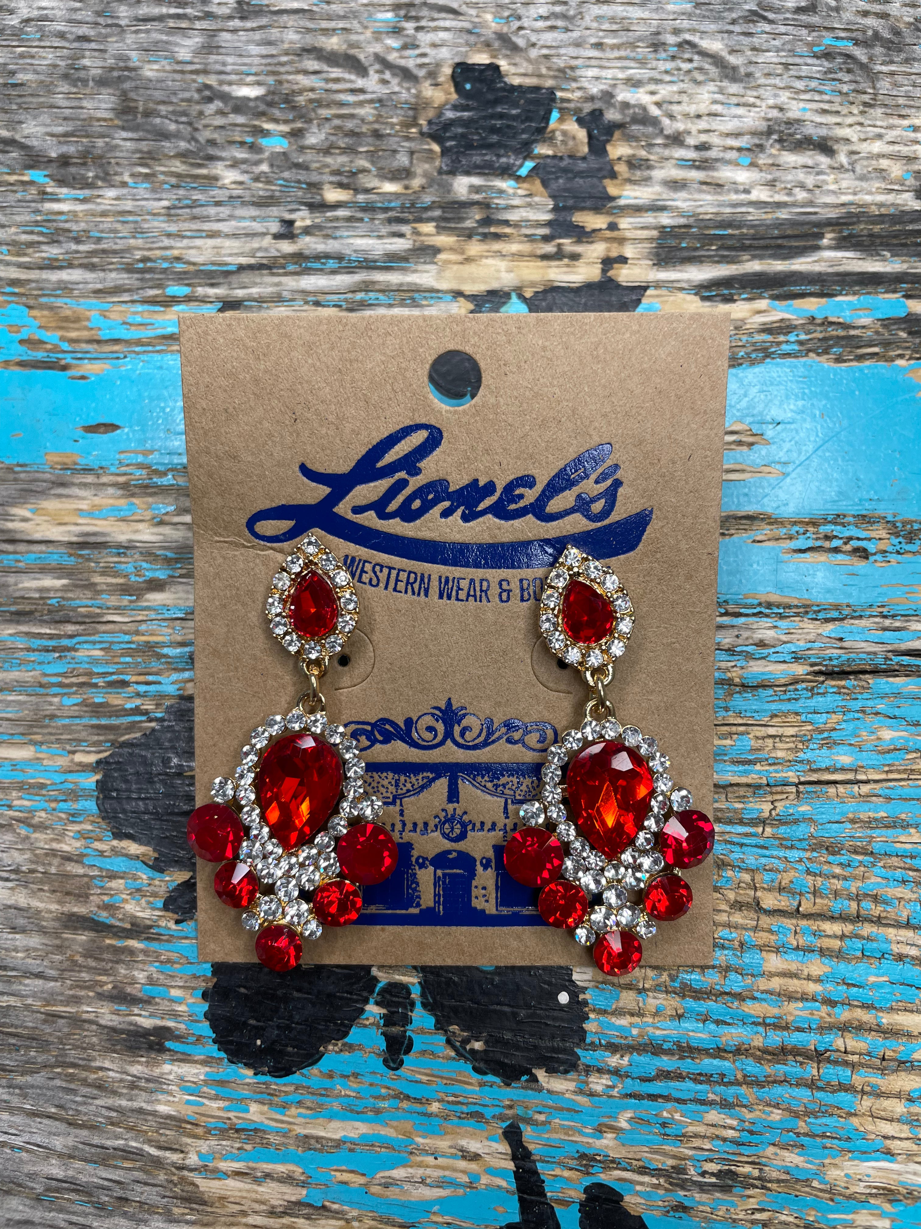 Red/Clear Crystal Earrings