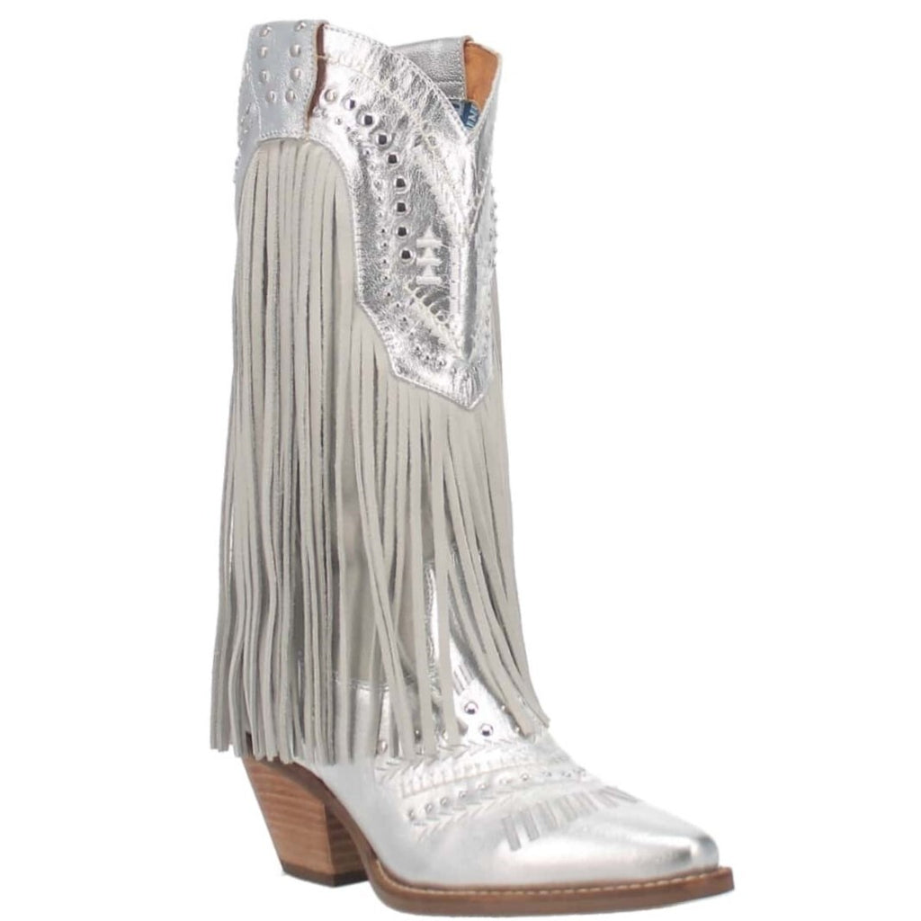 Silver Gypsy Fringed Leather Boots
