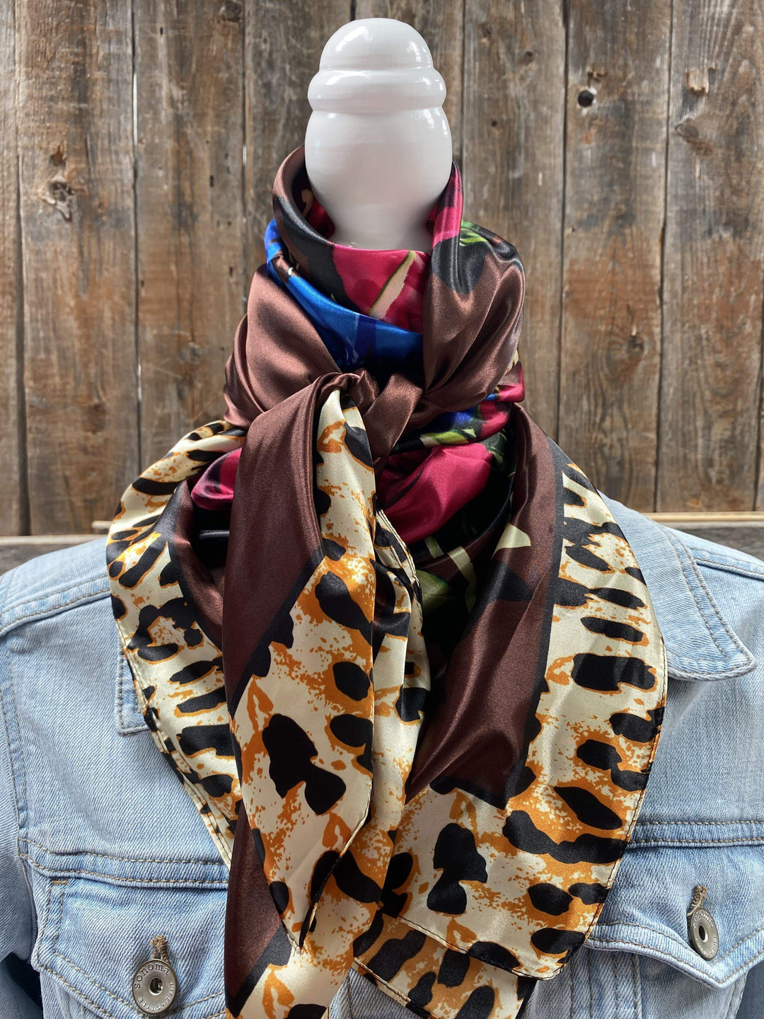 Chocolate Brown Leopard Print Wild Rag/Scarf