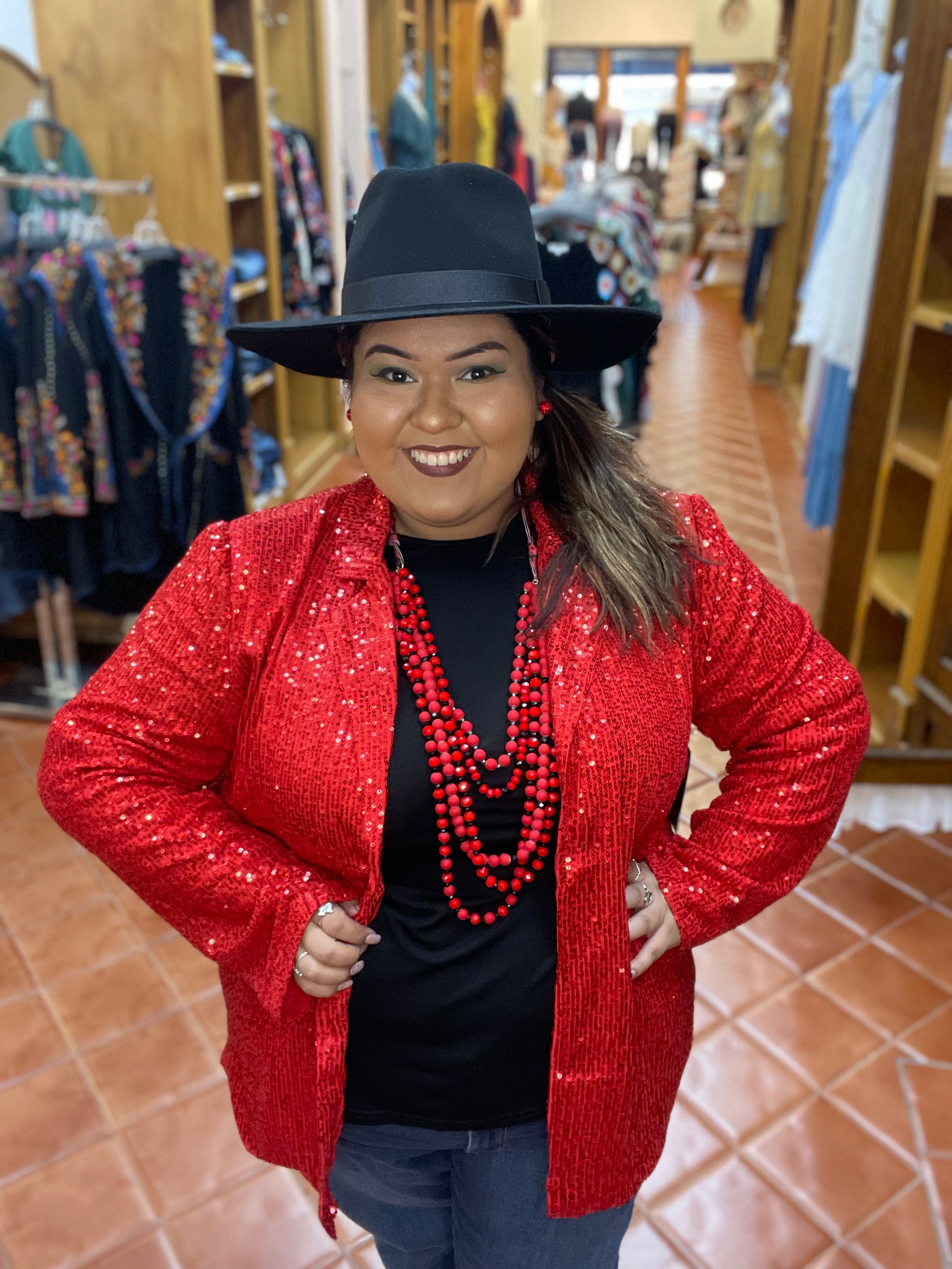 Red sequin 2025 blazer womens